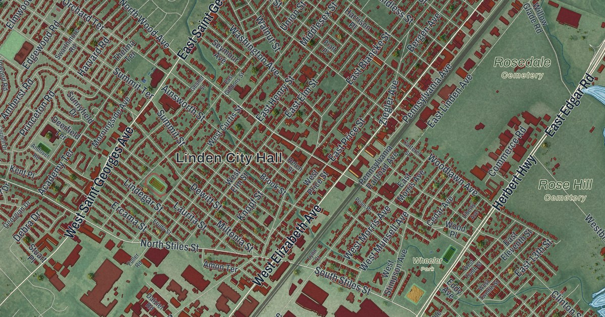 Map of Linden, New Jersey