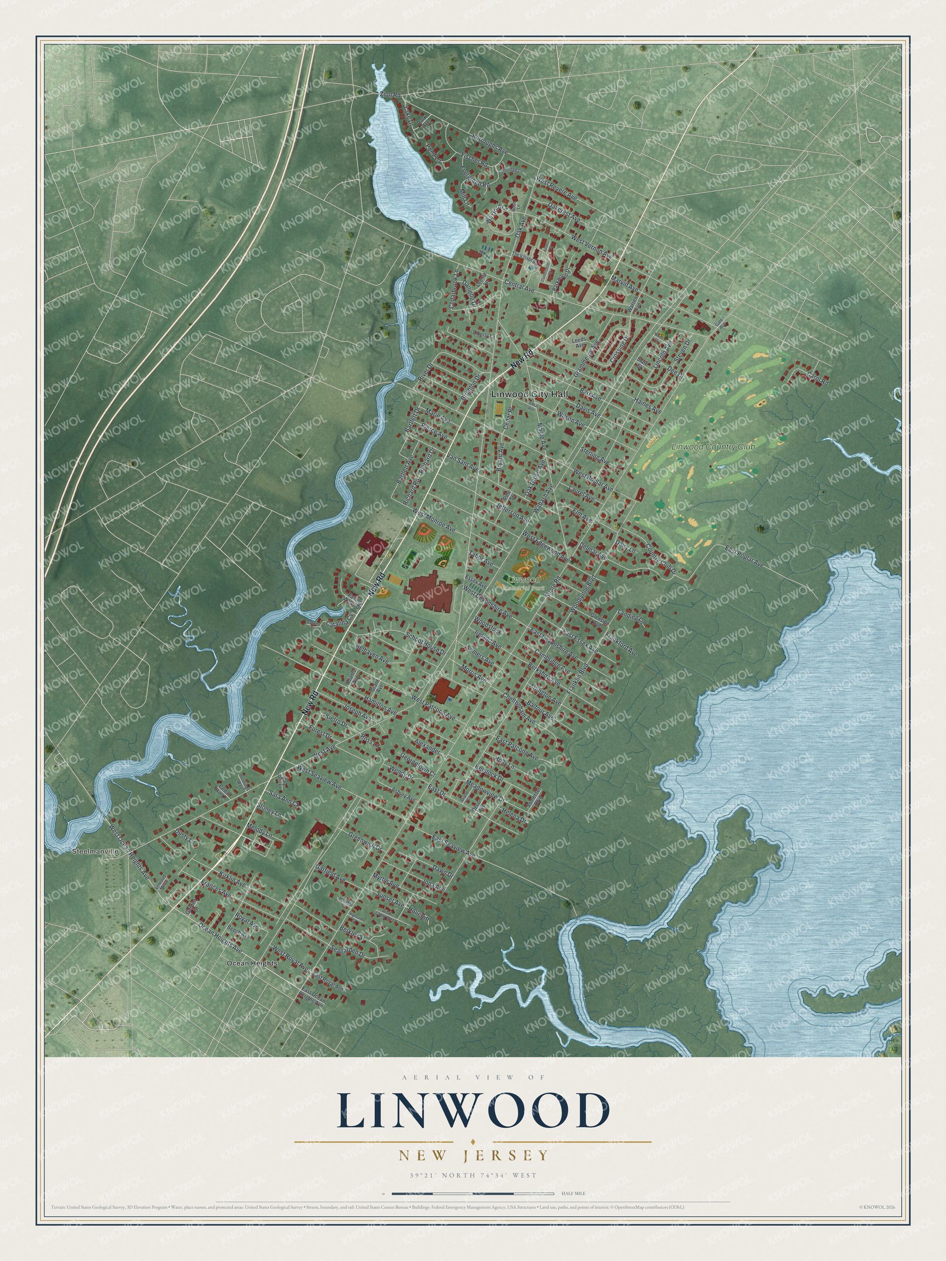 Watermarked full-map preview of Linwood, New Jersey
