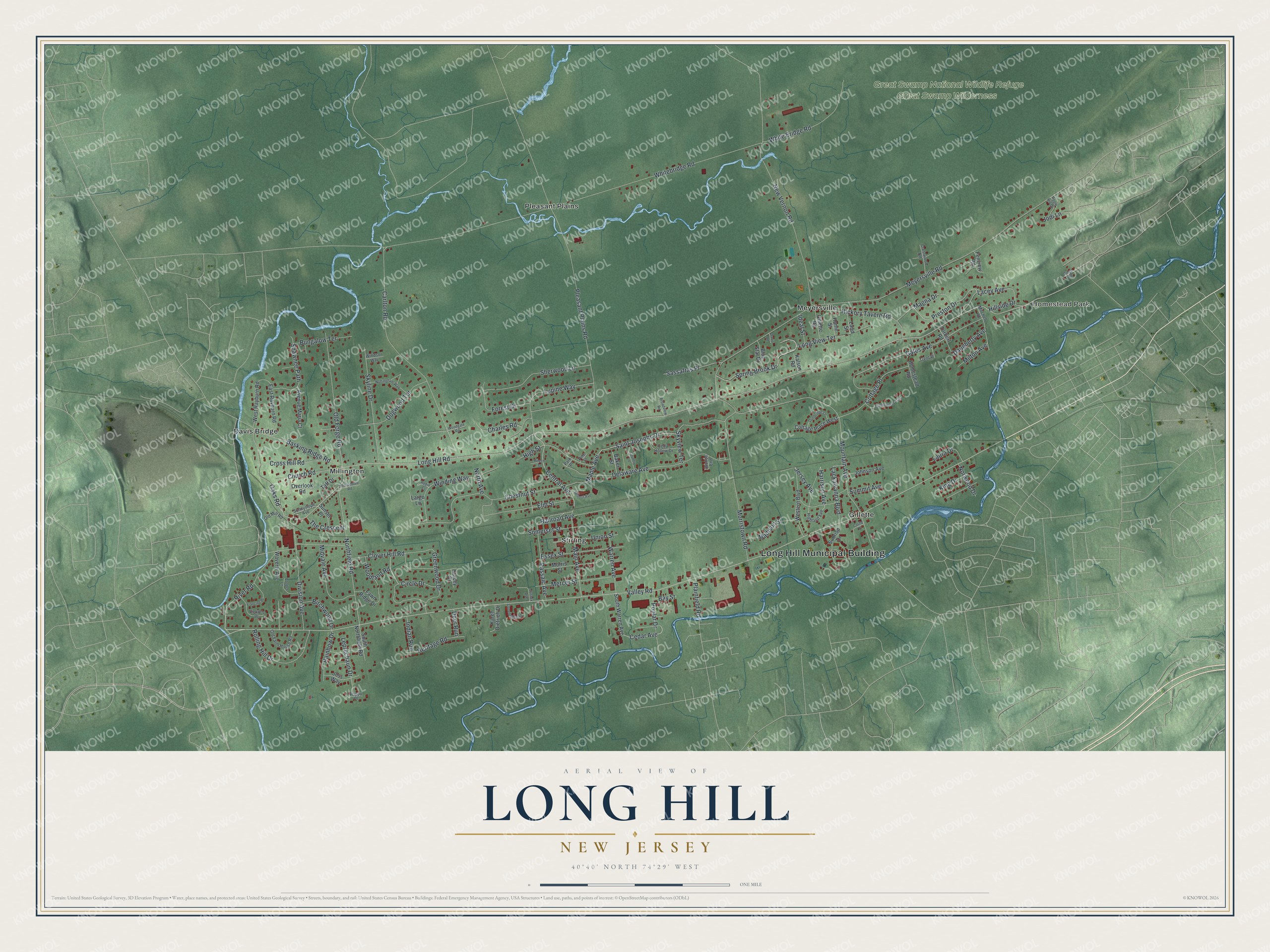 Watermarked full-map preview of Long Hill, New Jersey