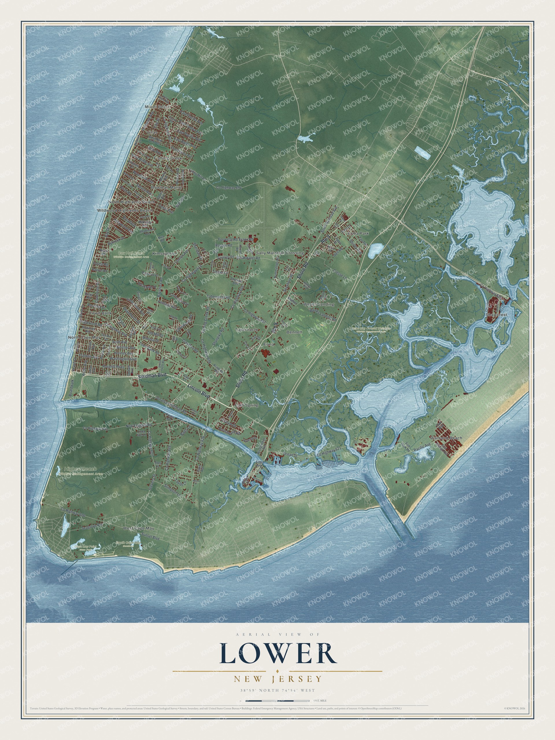 Watermarked full-map preview of Lower, New Jersey
