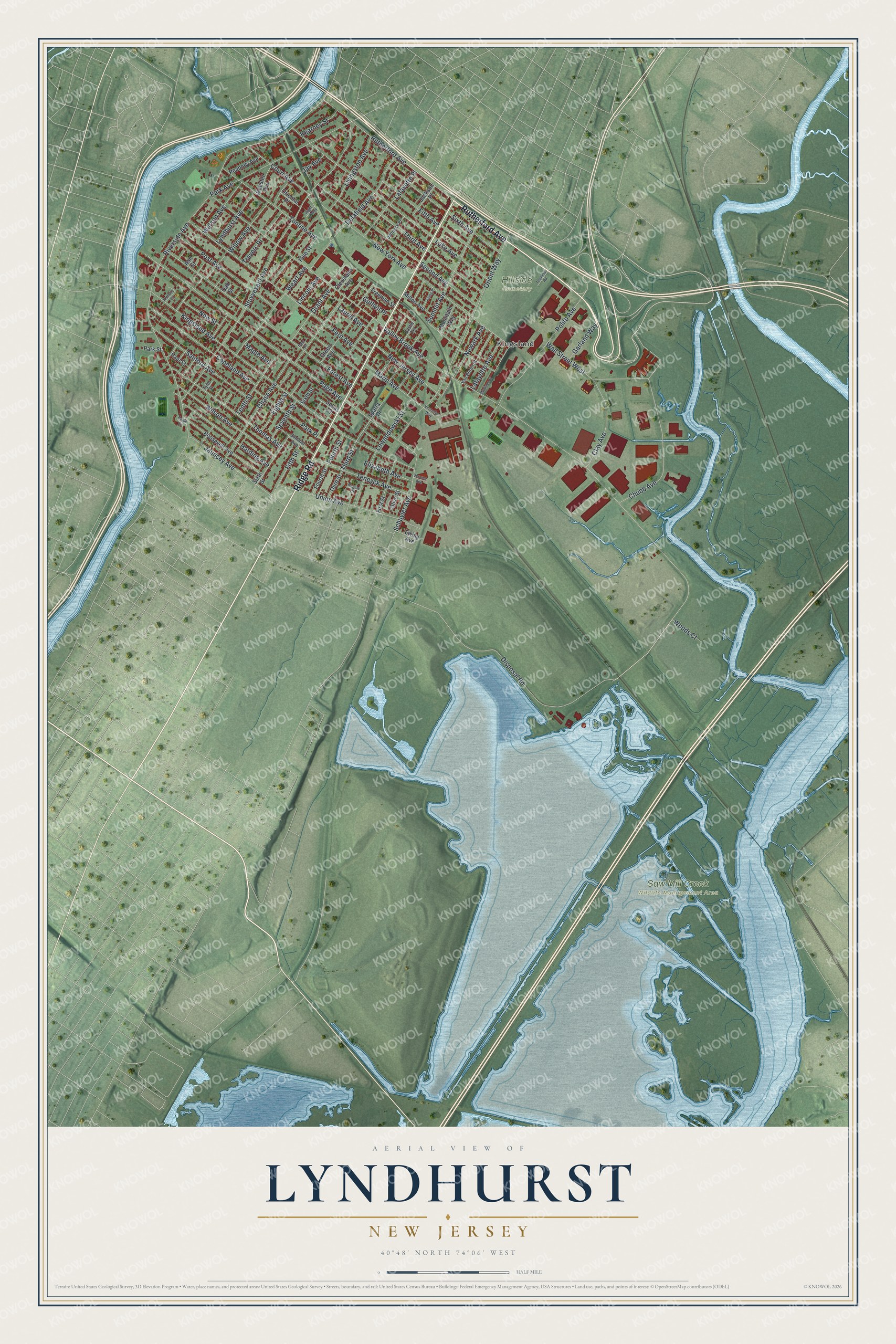 Watermarked full-map preview of Lyndhurst, New Jersey