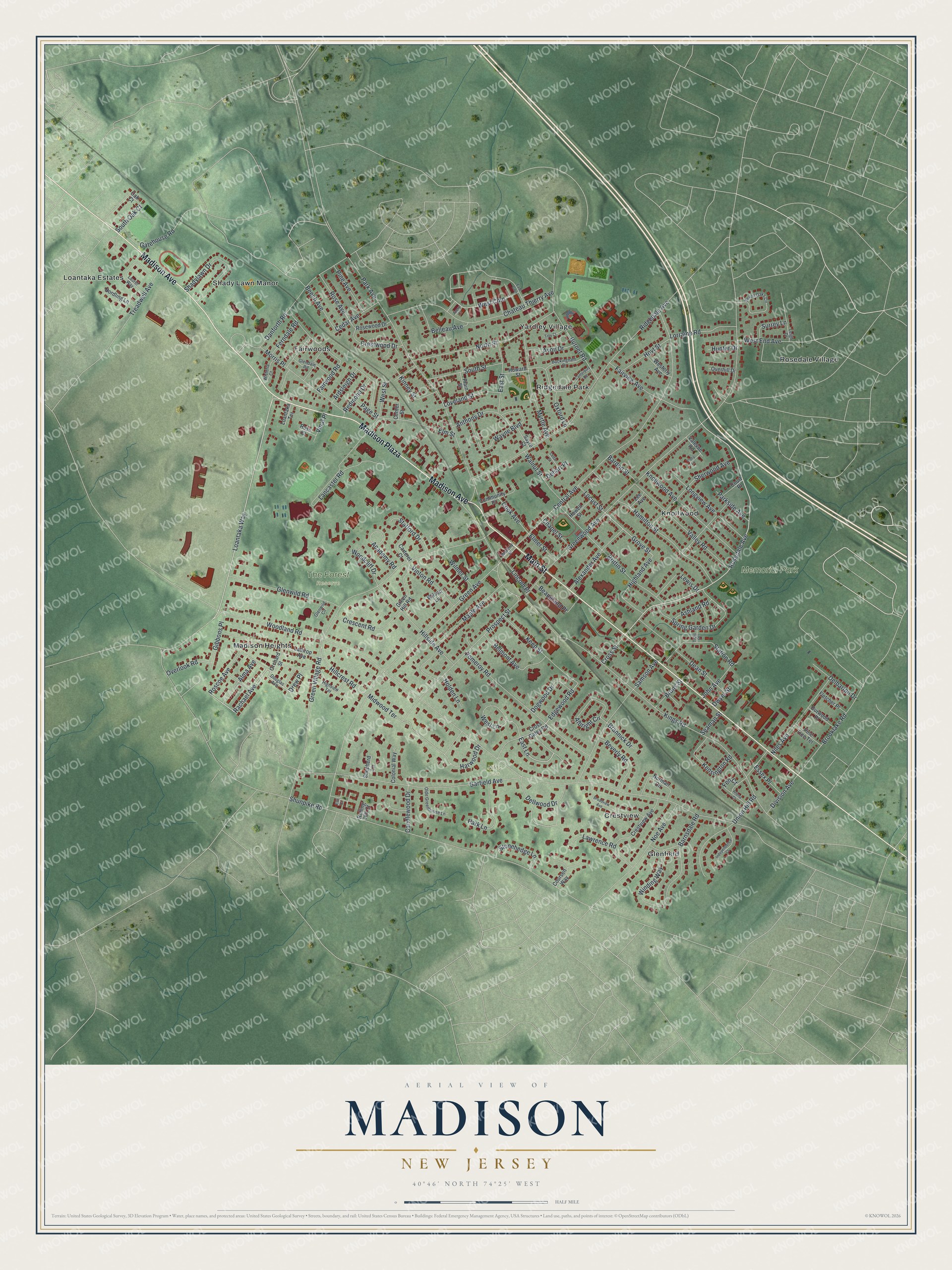 Watermarked full-map preview of Madison, New Jersey