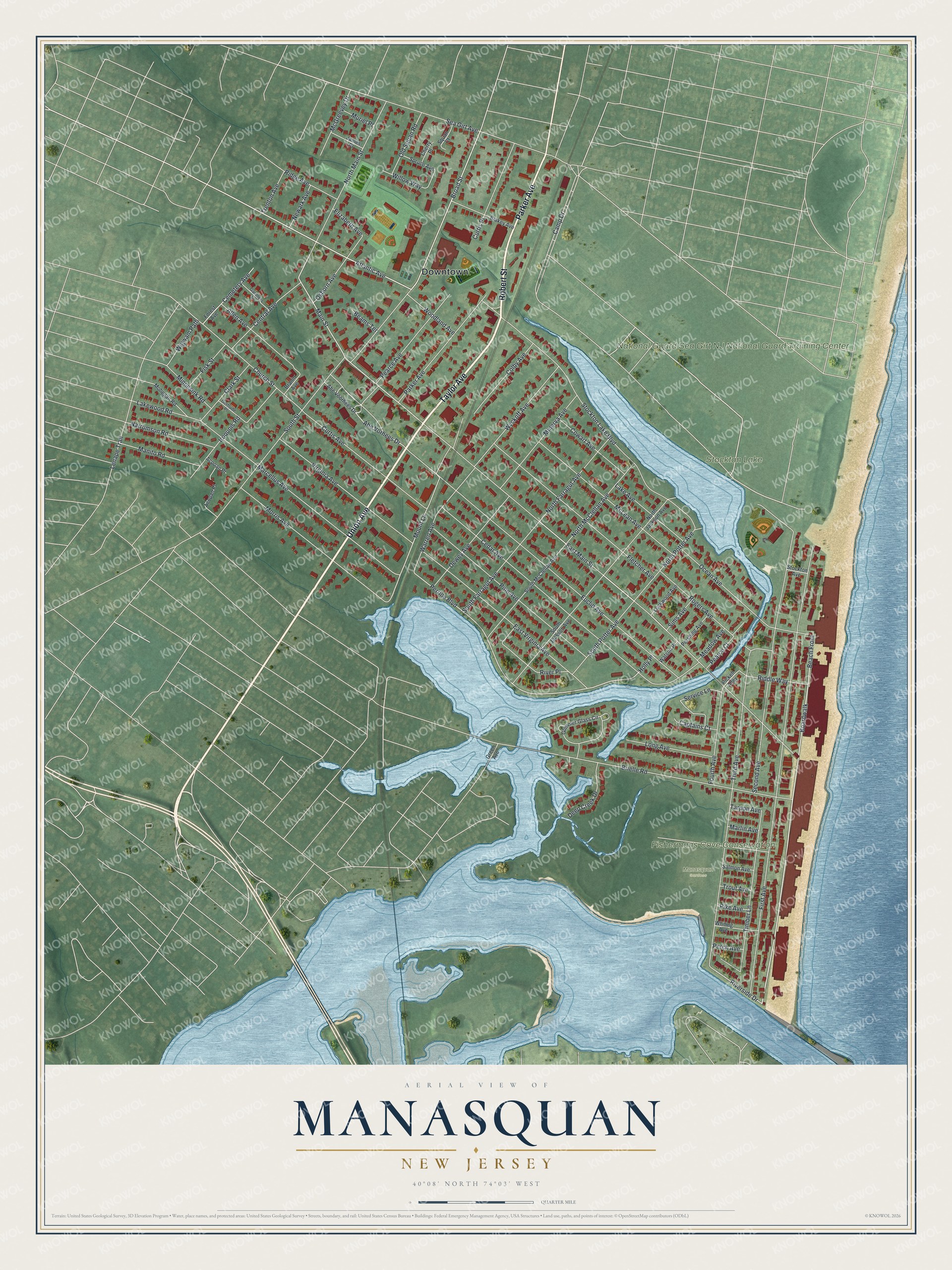 Watermarked full-map preview of Manasquan, New Jersey
