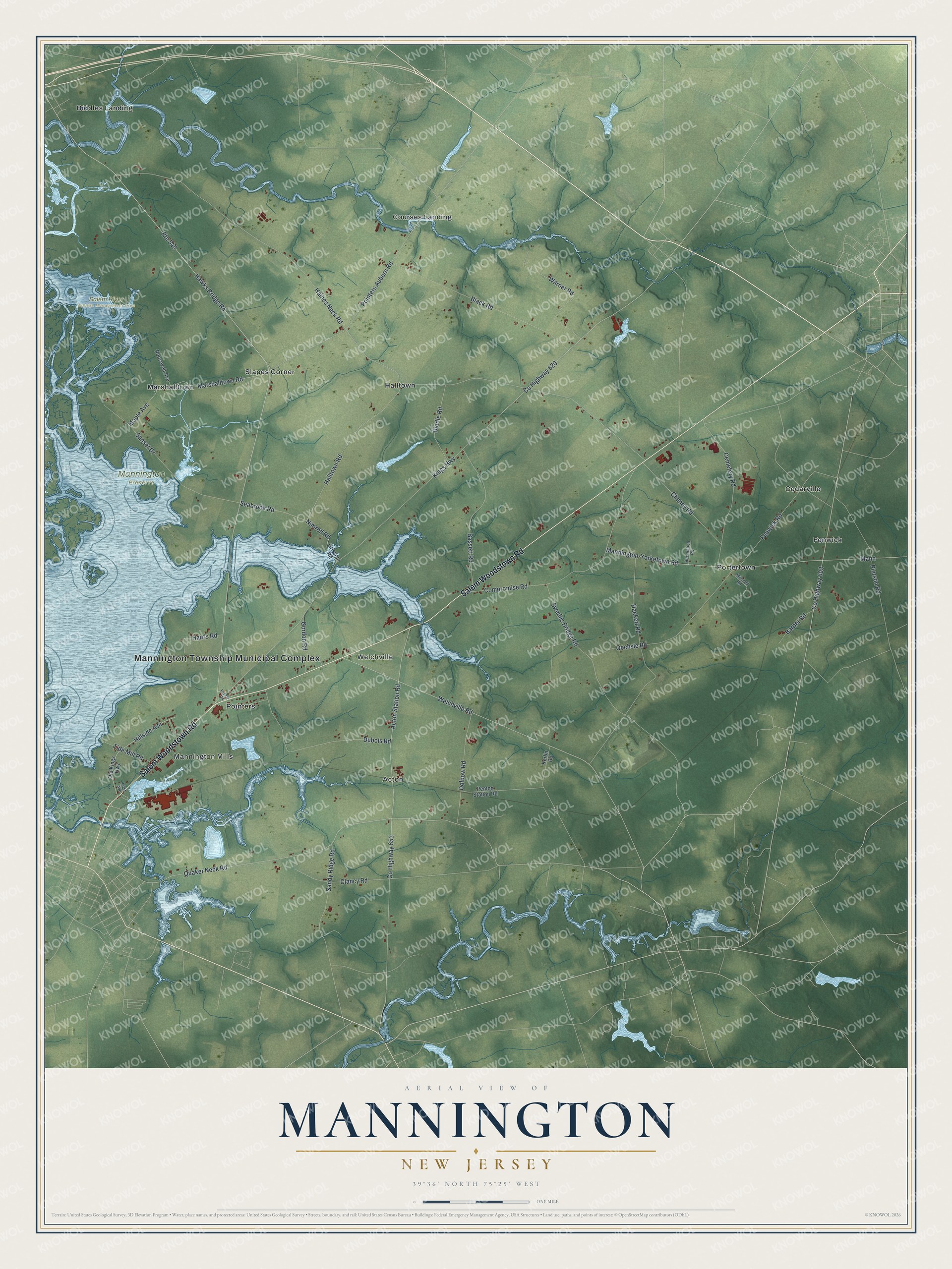 Watermarked full-map preview of Mannington, New Jersey