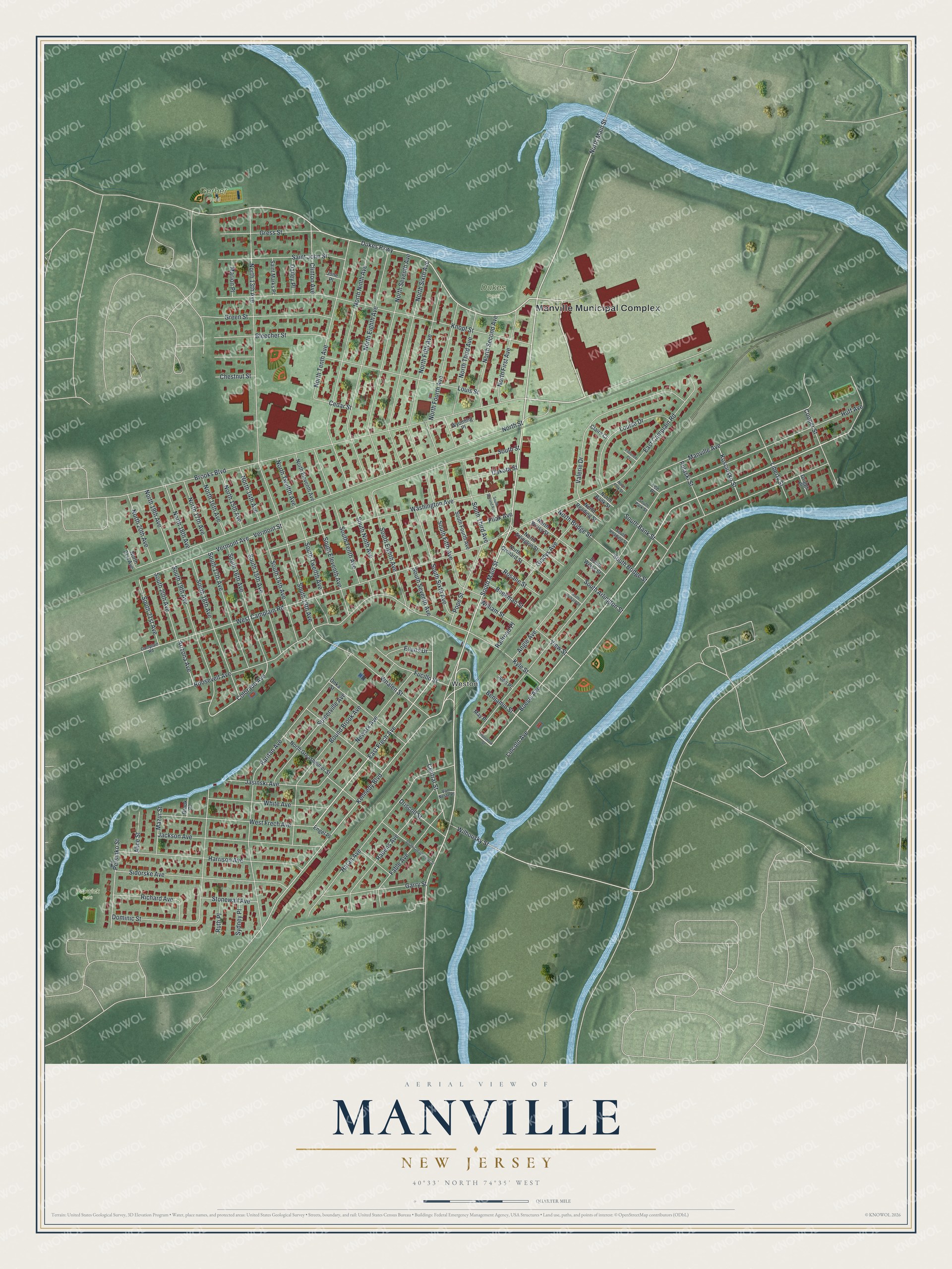 Watermarked full-map preview of Manville, New Jersey