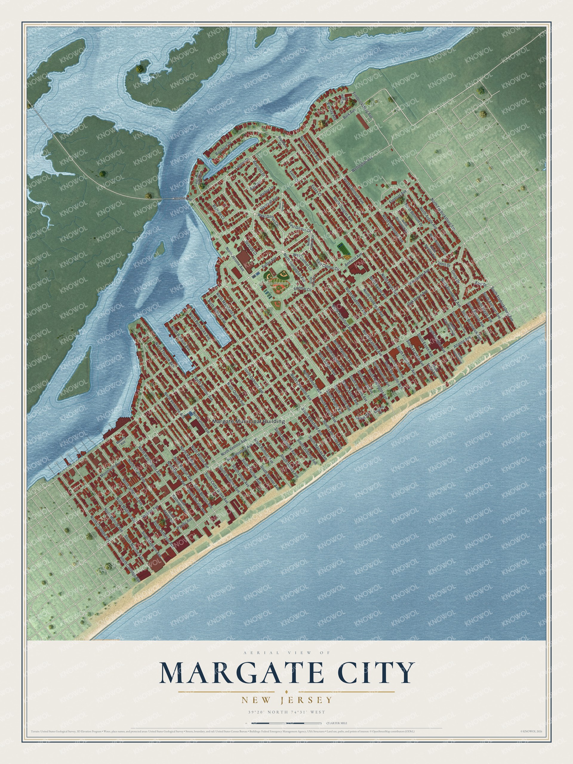 Watermarked full-map preview of Margate City, New Jersey