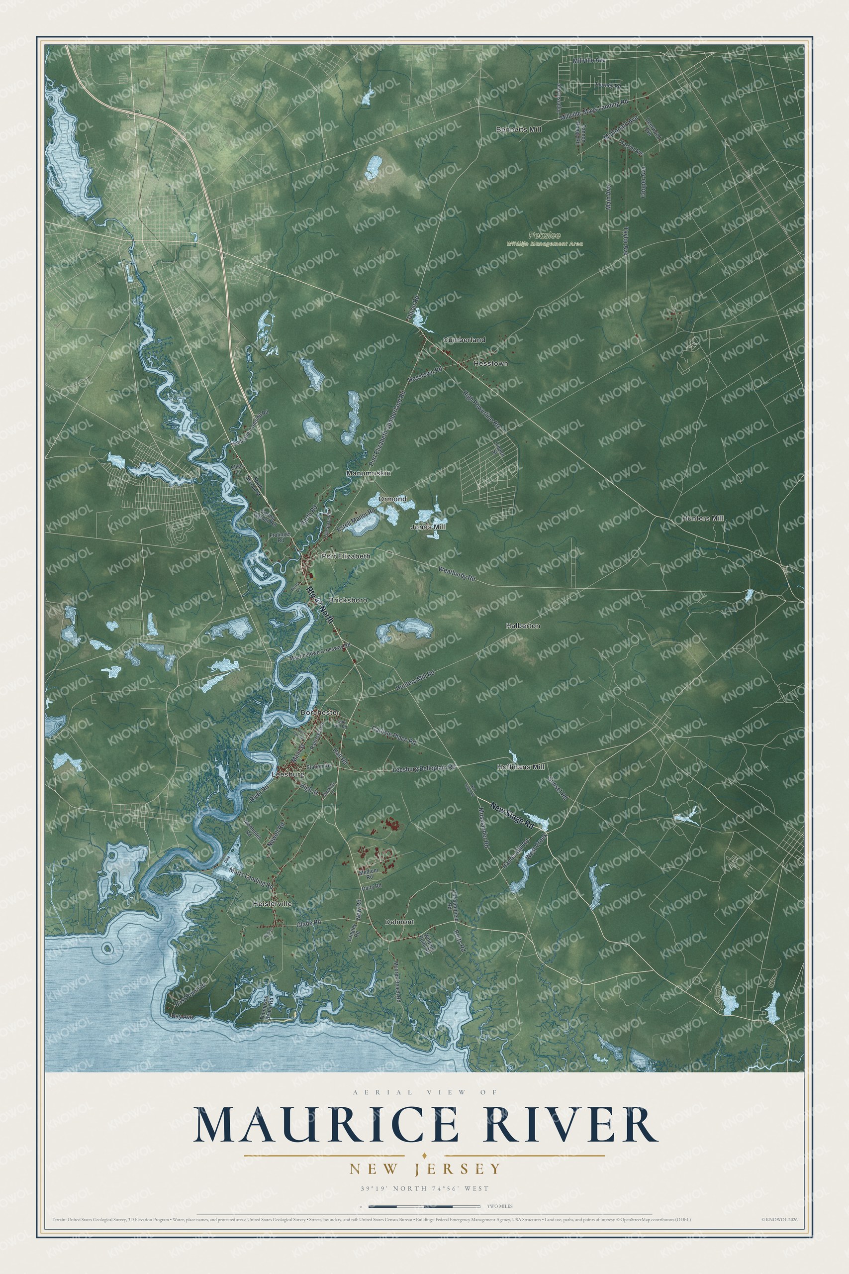 Watermarked full-map preview of Maurice River, New Jersey