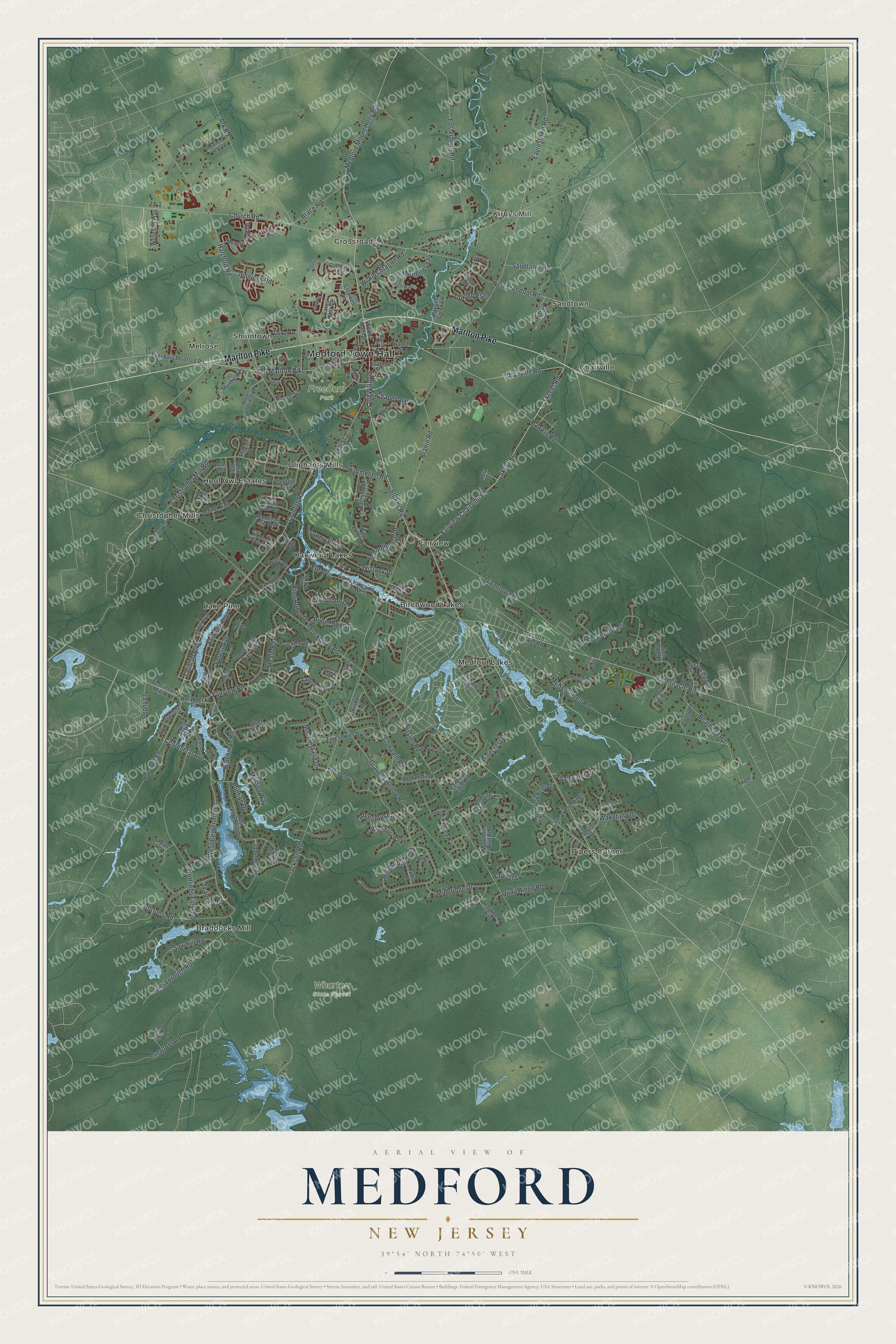 Watermarked full-map preview of Medford, New Jersey
