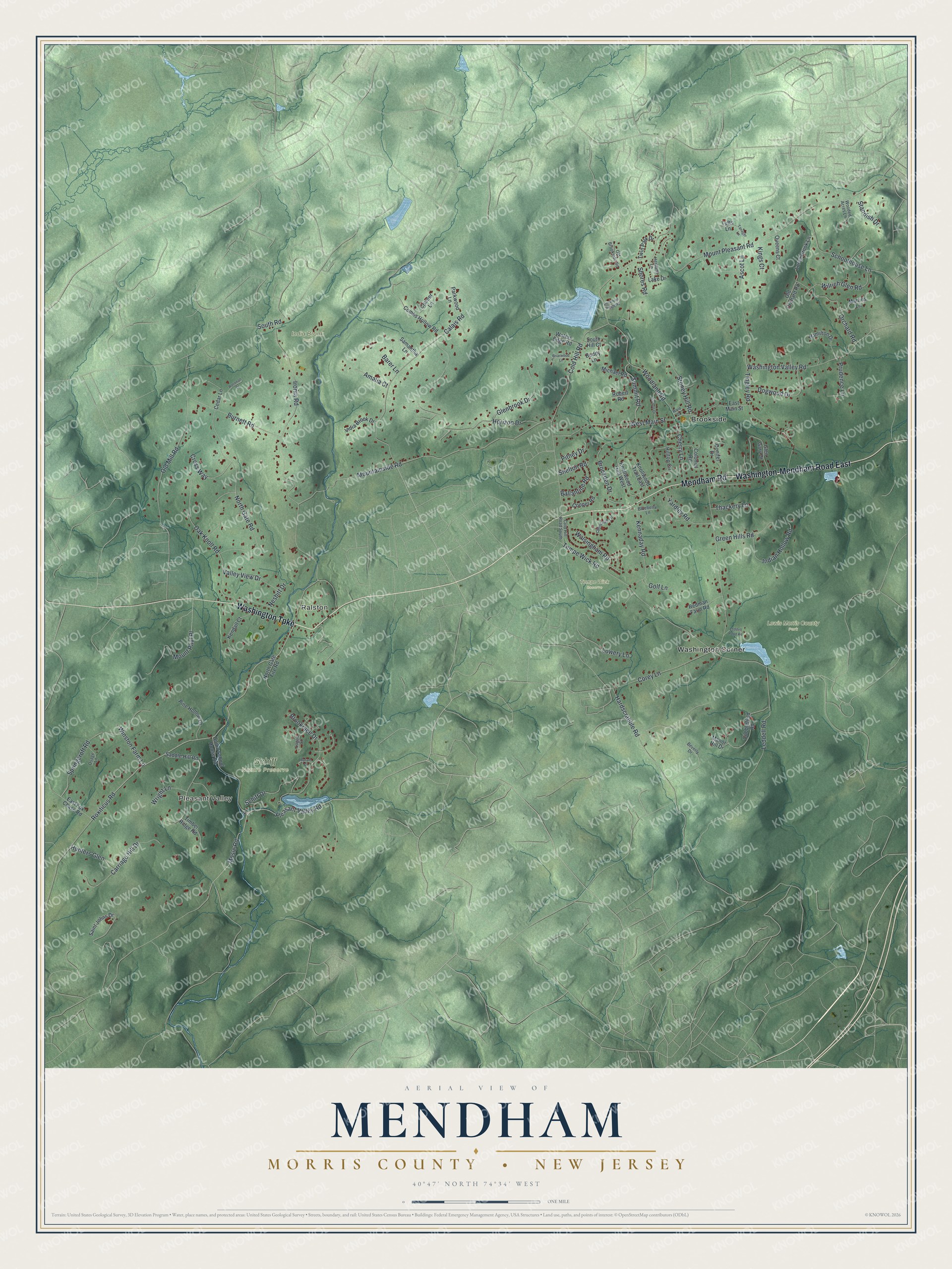 Watermarked full-map preview of Mendham, New Jersey