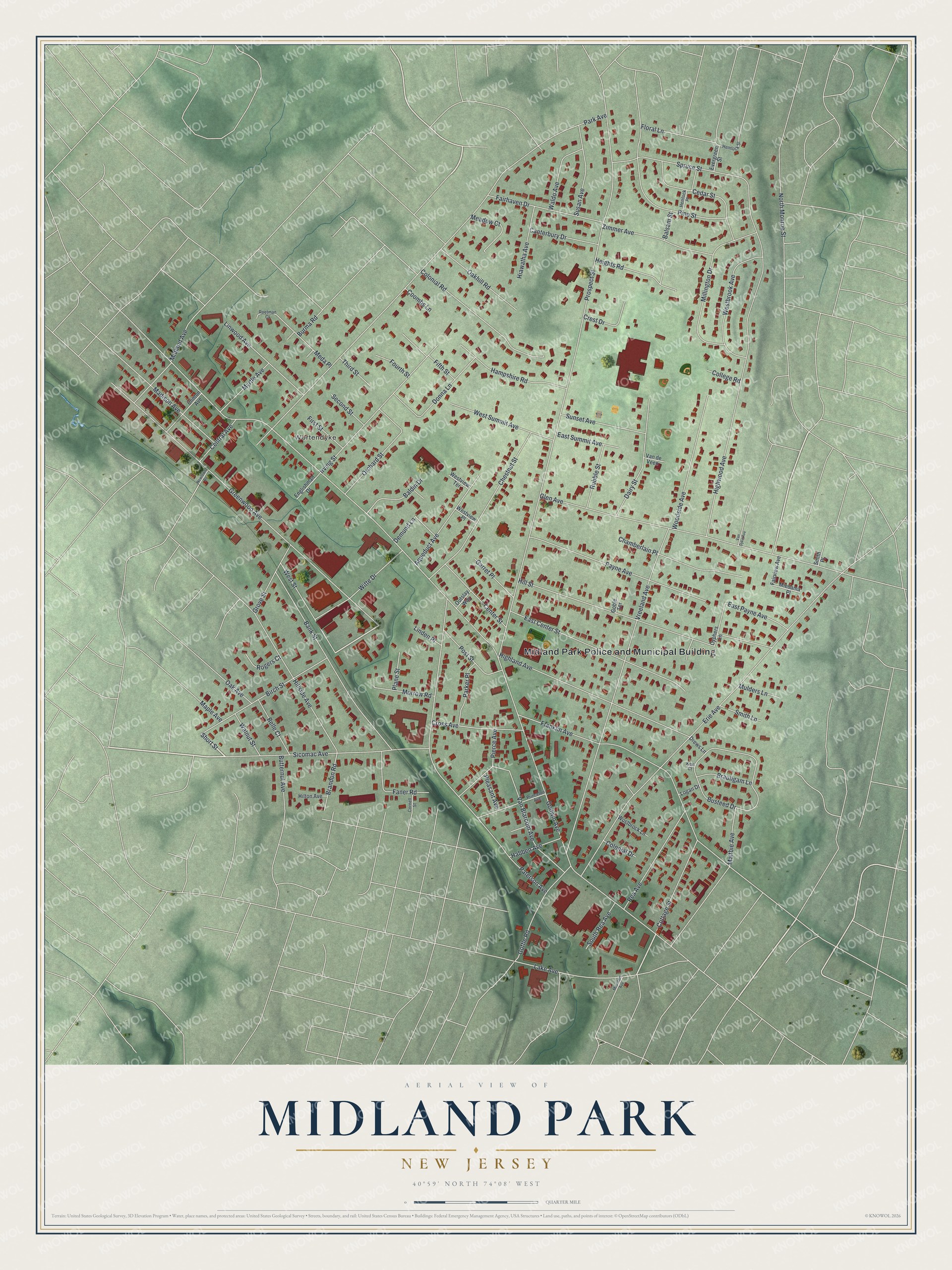 Watermarked full-map preview of Midland Park, New Jersey