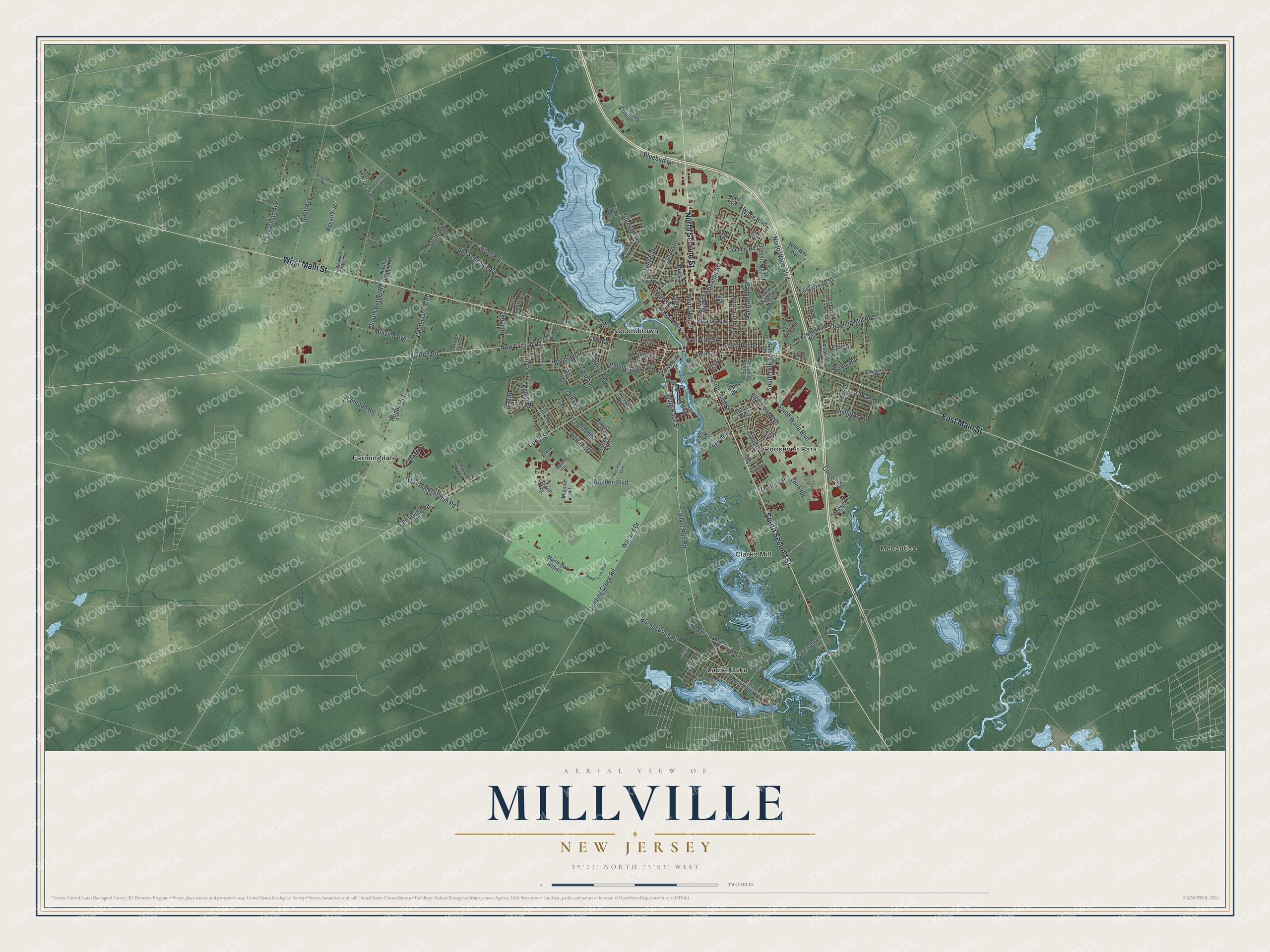 Watermarked full-map preview of Millville, New Jersey