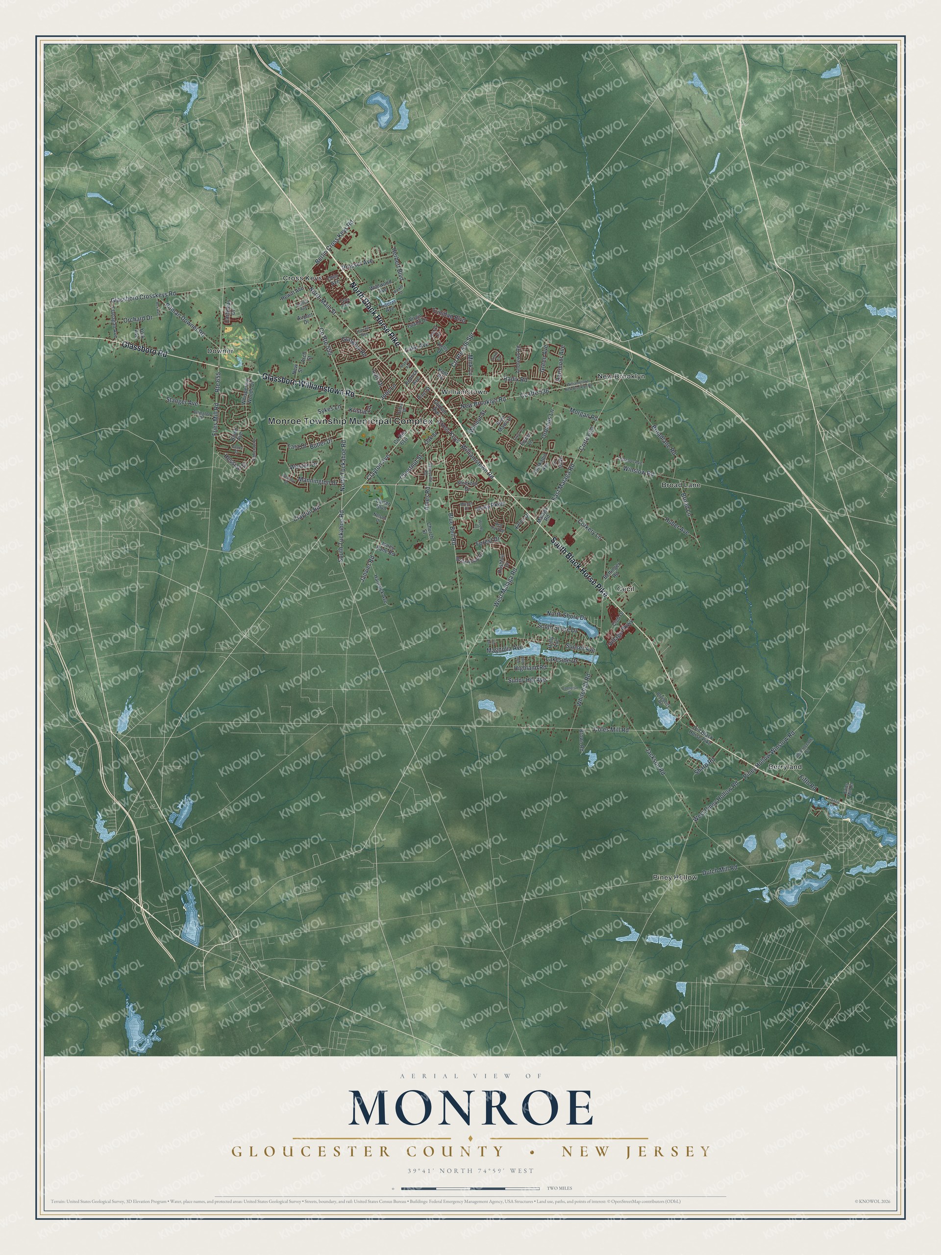 Watermarked full-map preview of Monroe, New Jersey