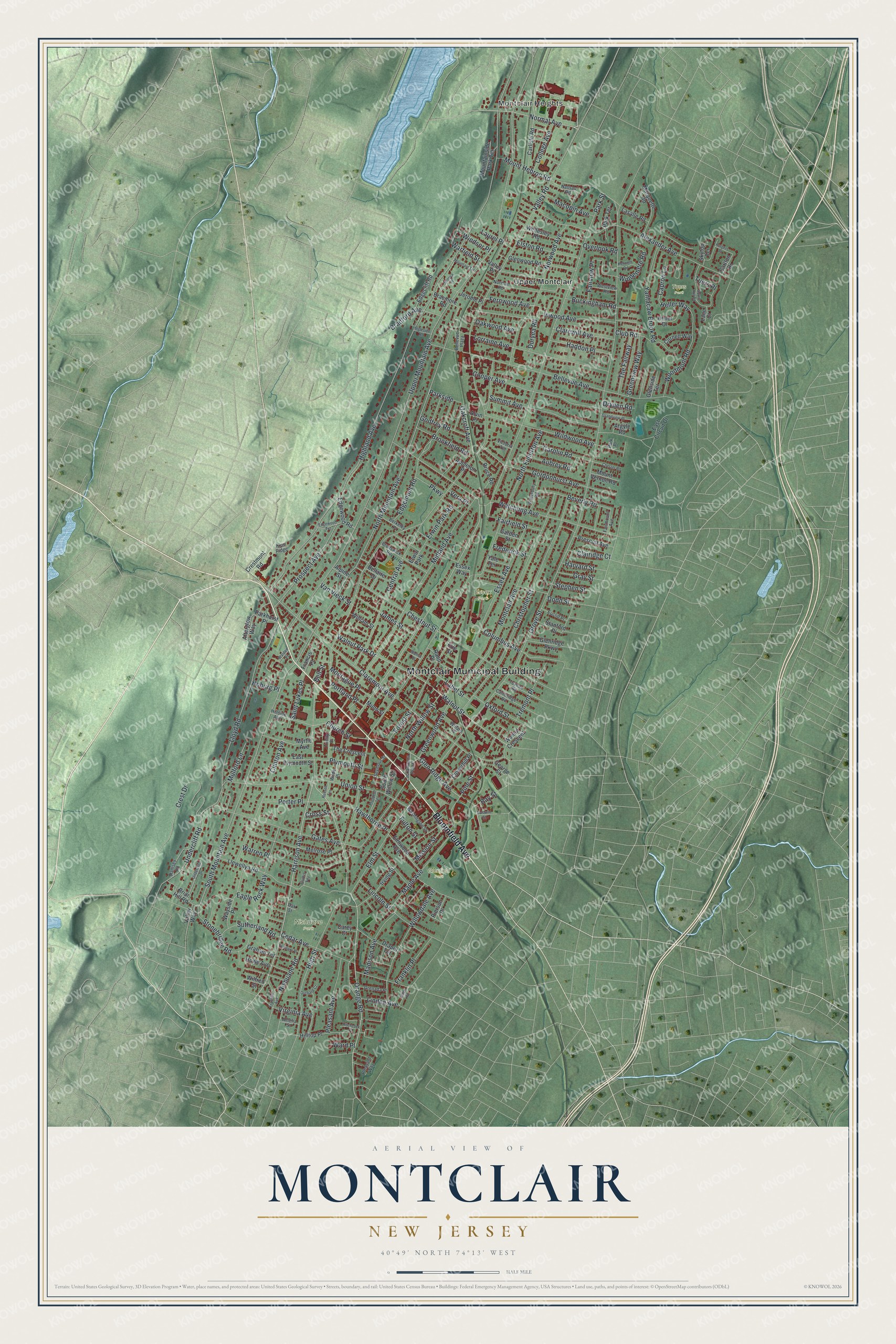 Watermarked full-map preview of Montclair, New Jersey