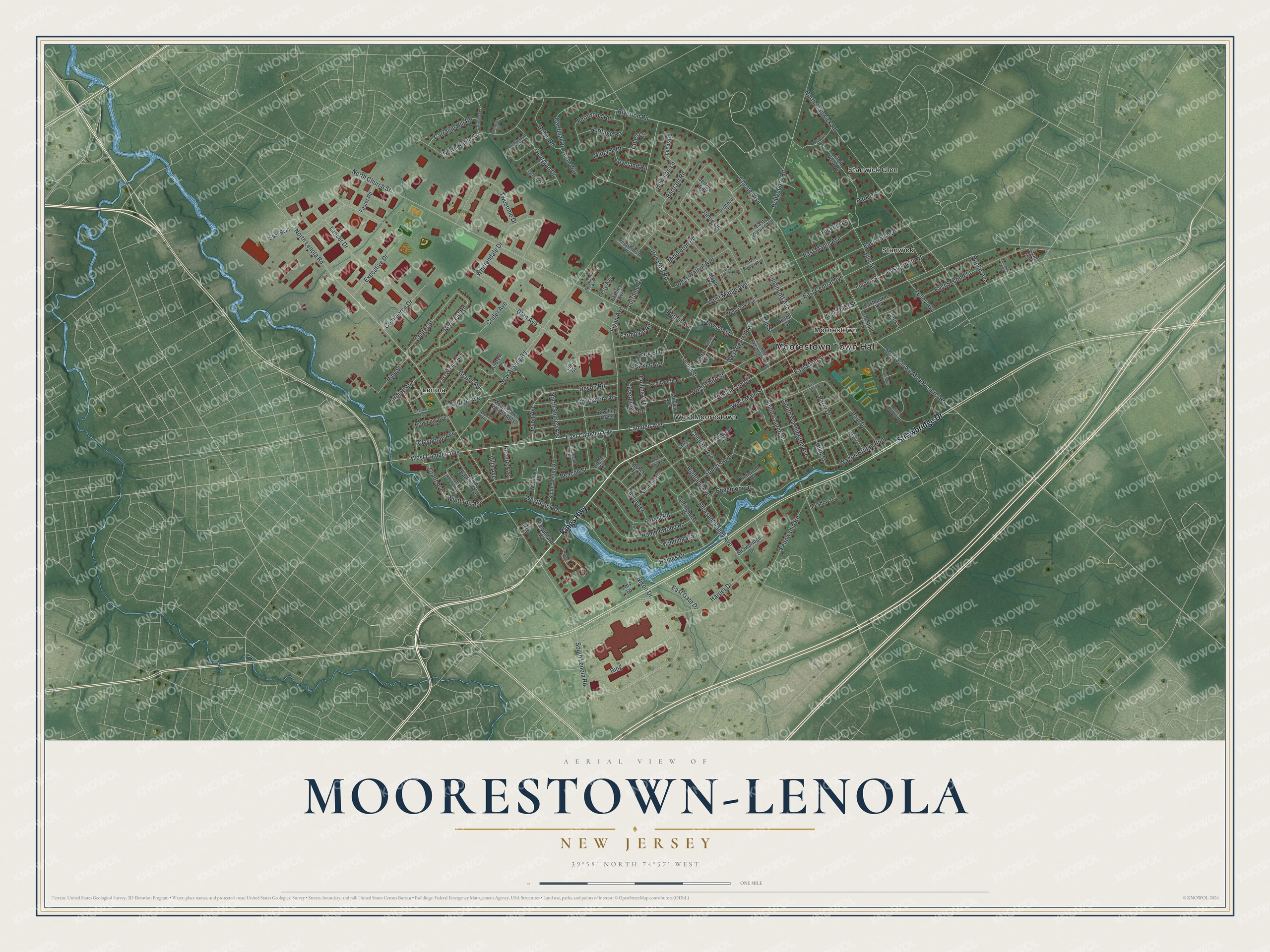 Watermarked full-map preview of Moorestown-Lenola, New Jersey