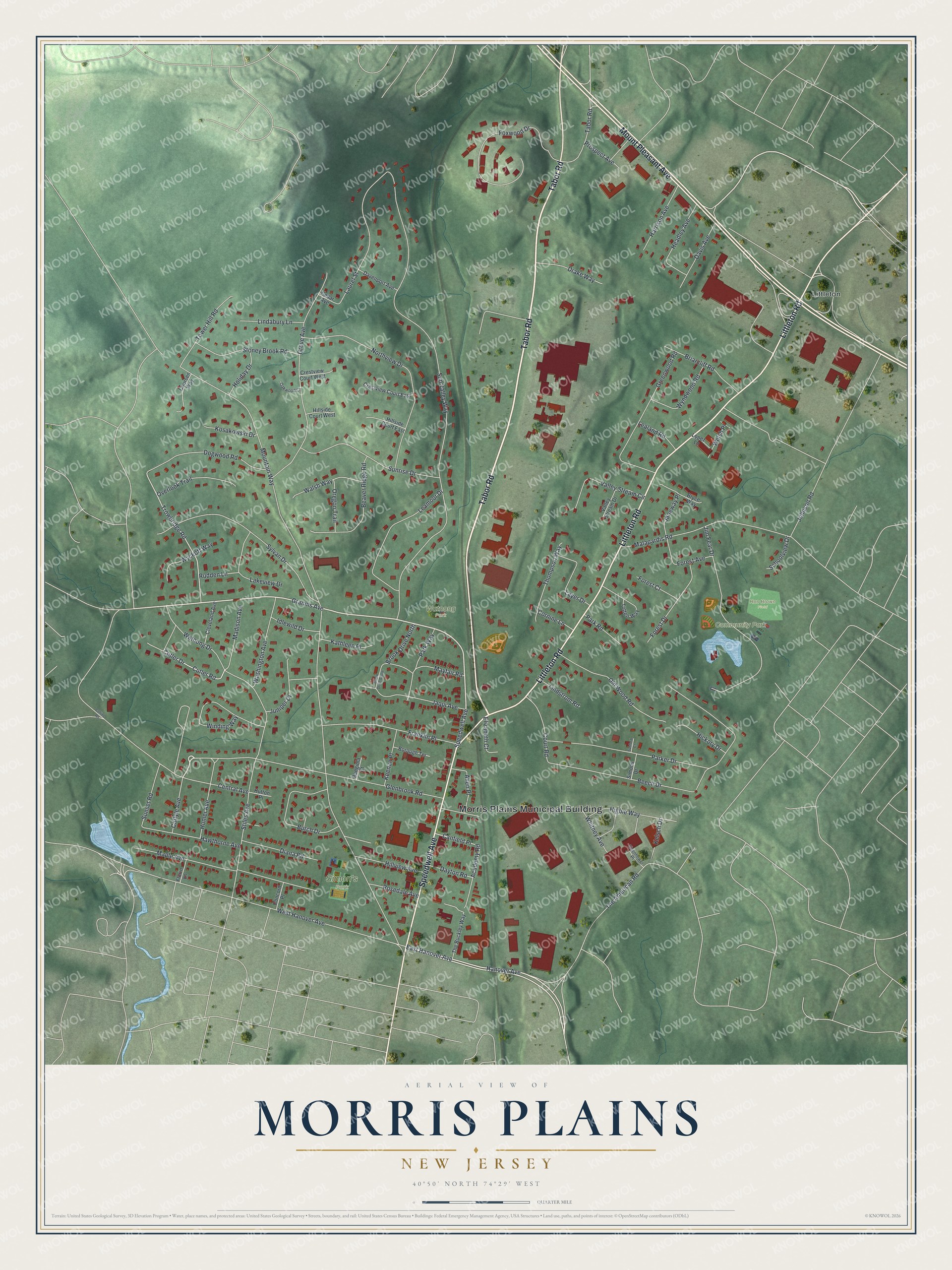Watermarked full-map preview of Morris Plains, New Jersey