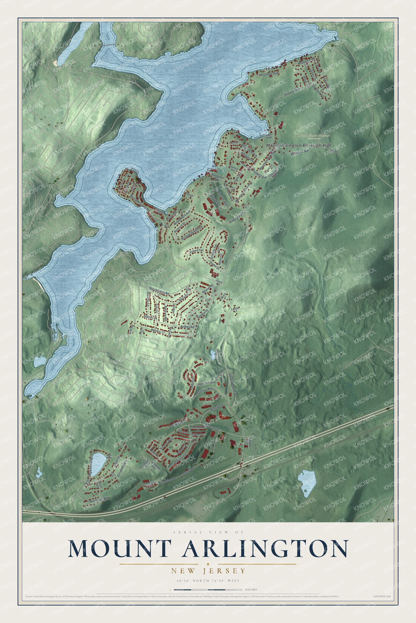 Watermarked full-map preview of Mount Arlington, New Jersey
