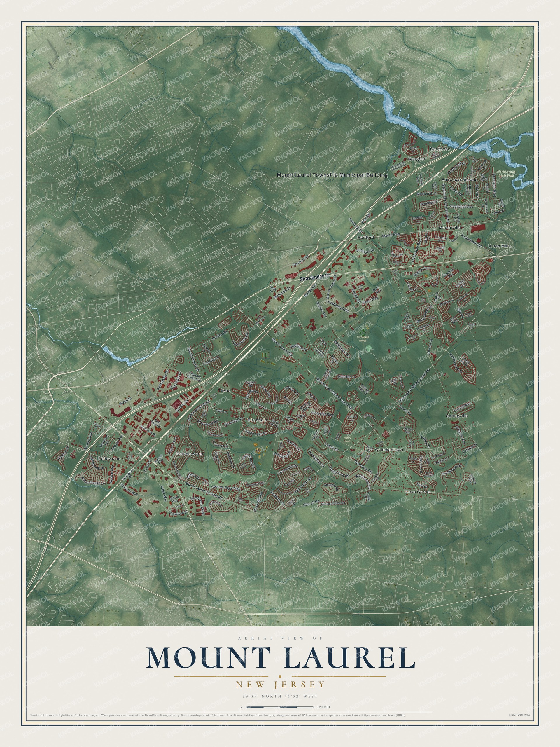 Watermarked full-map preview of Mount Laurel, New Jersey