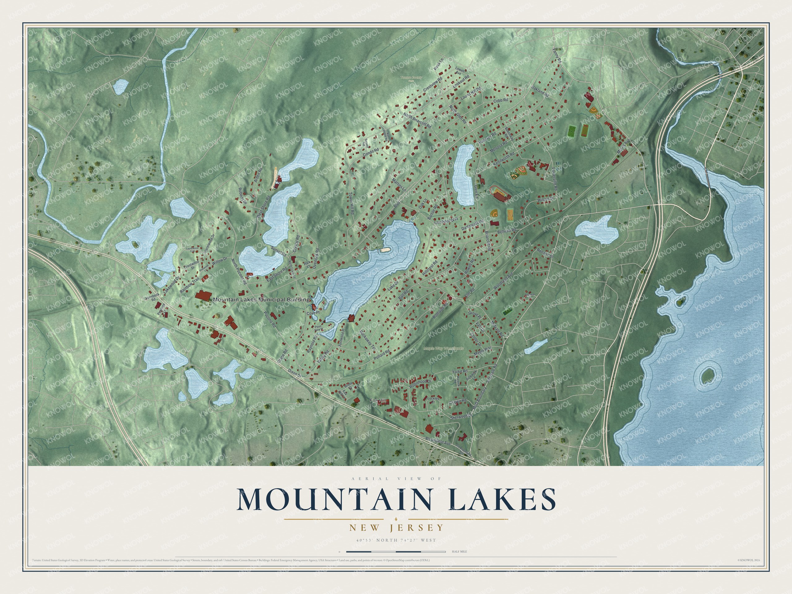 Watermarked full-map preview of Mountain Lakes, New Jersey