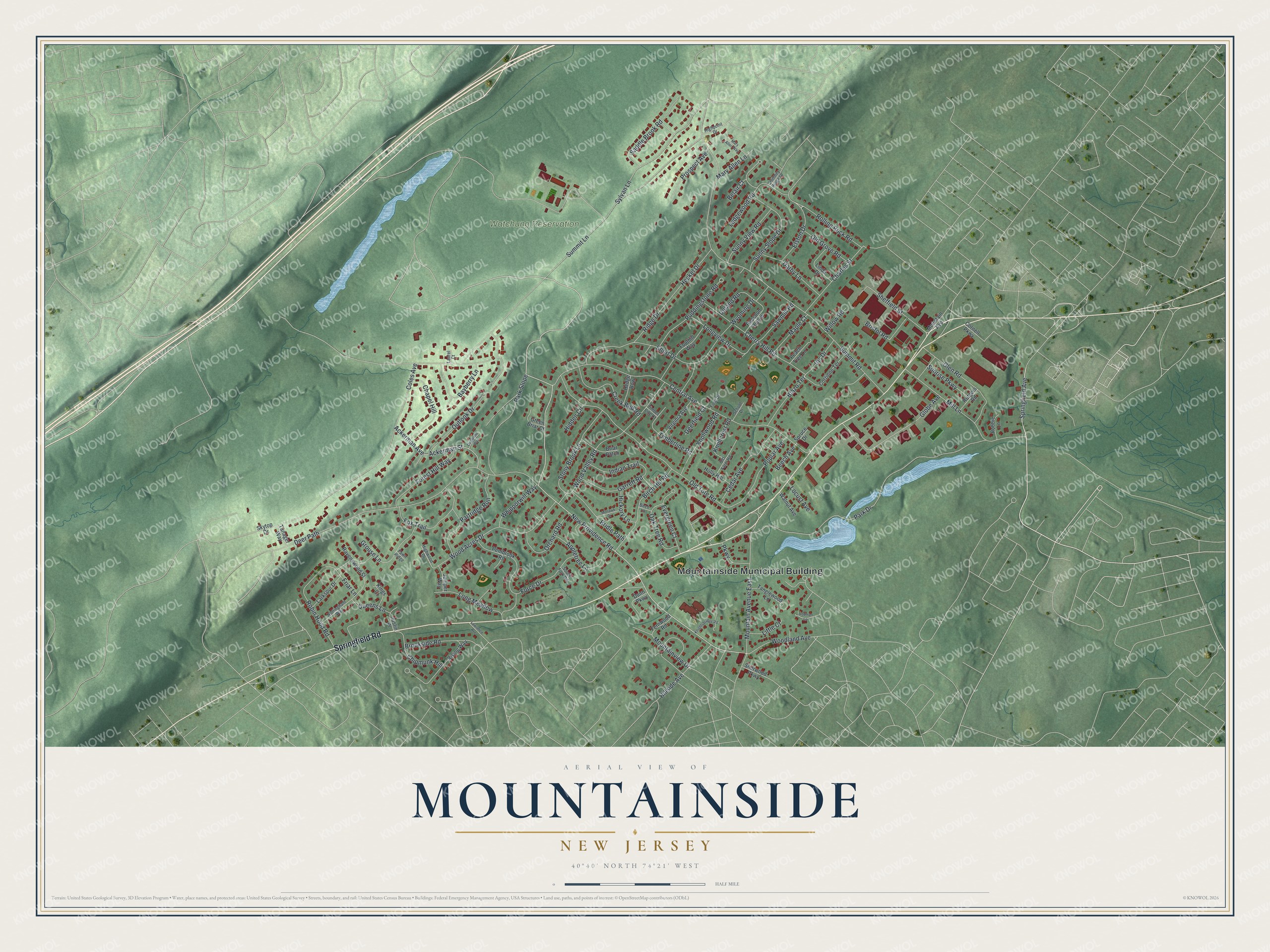 Watermarked full-map preview of Mountainside, New Jersey