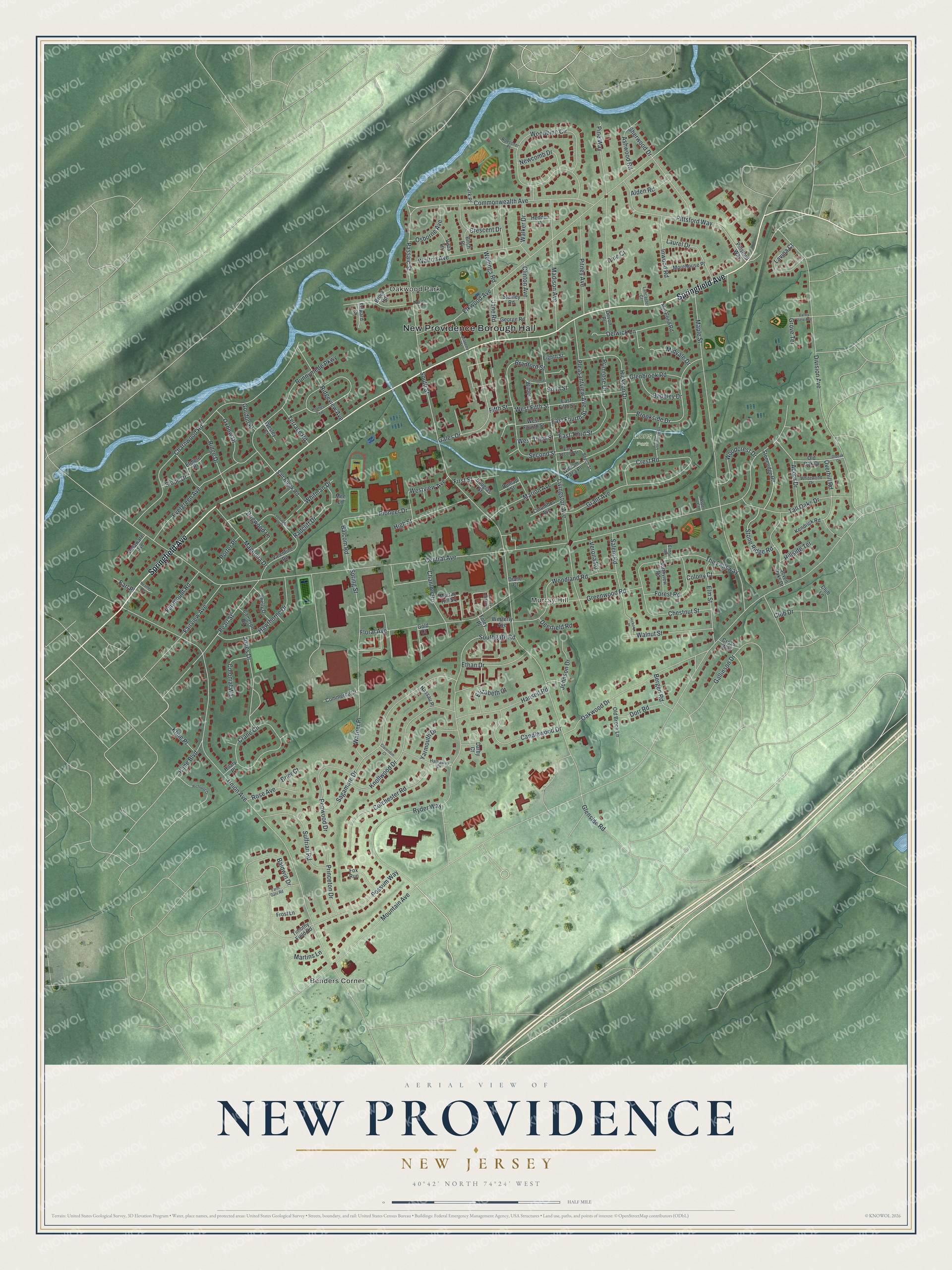 Watermarked full-map preview of New Providence, New Jersey