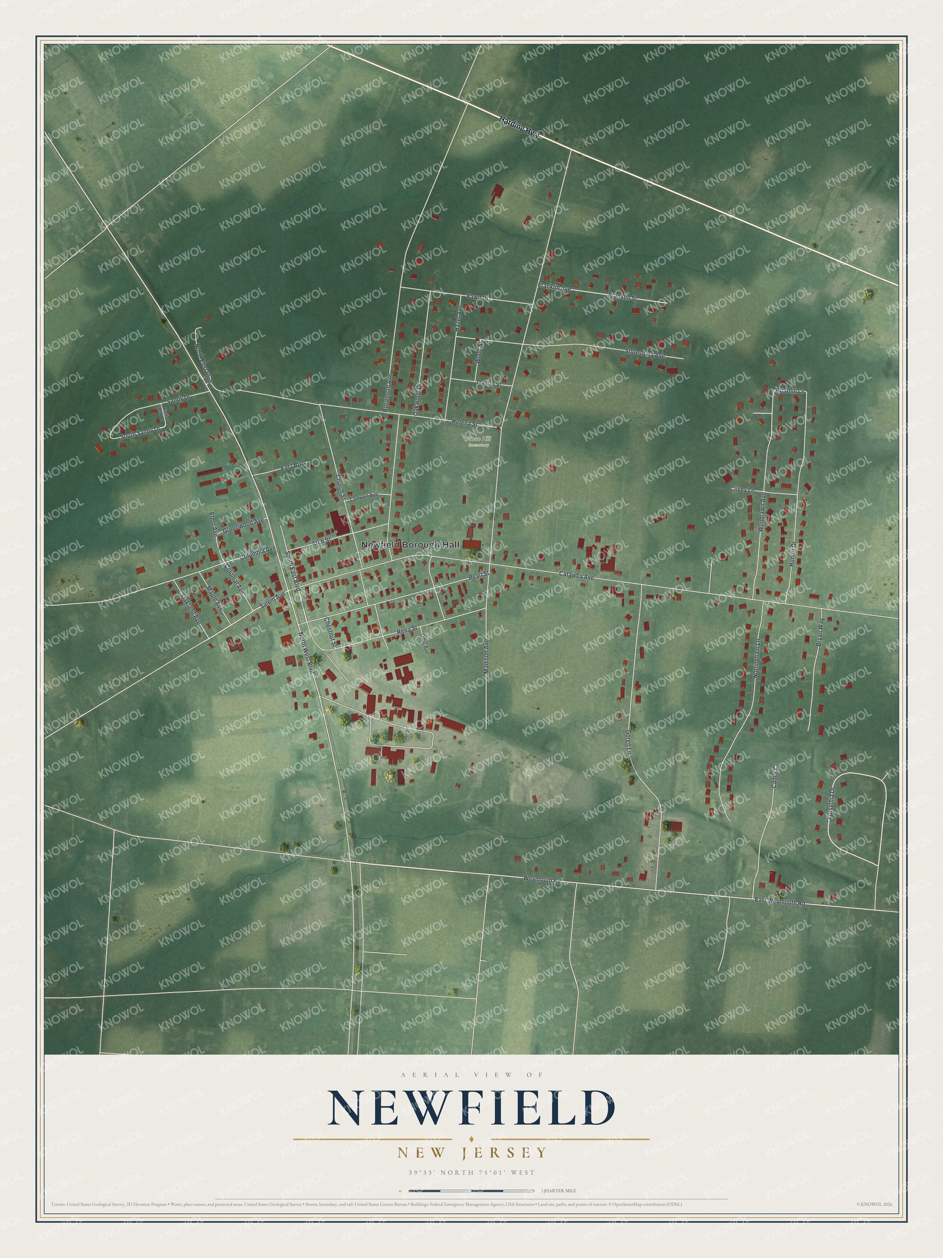 Watermarked full-map preview of Newfield, New Jersey