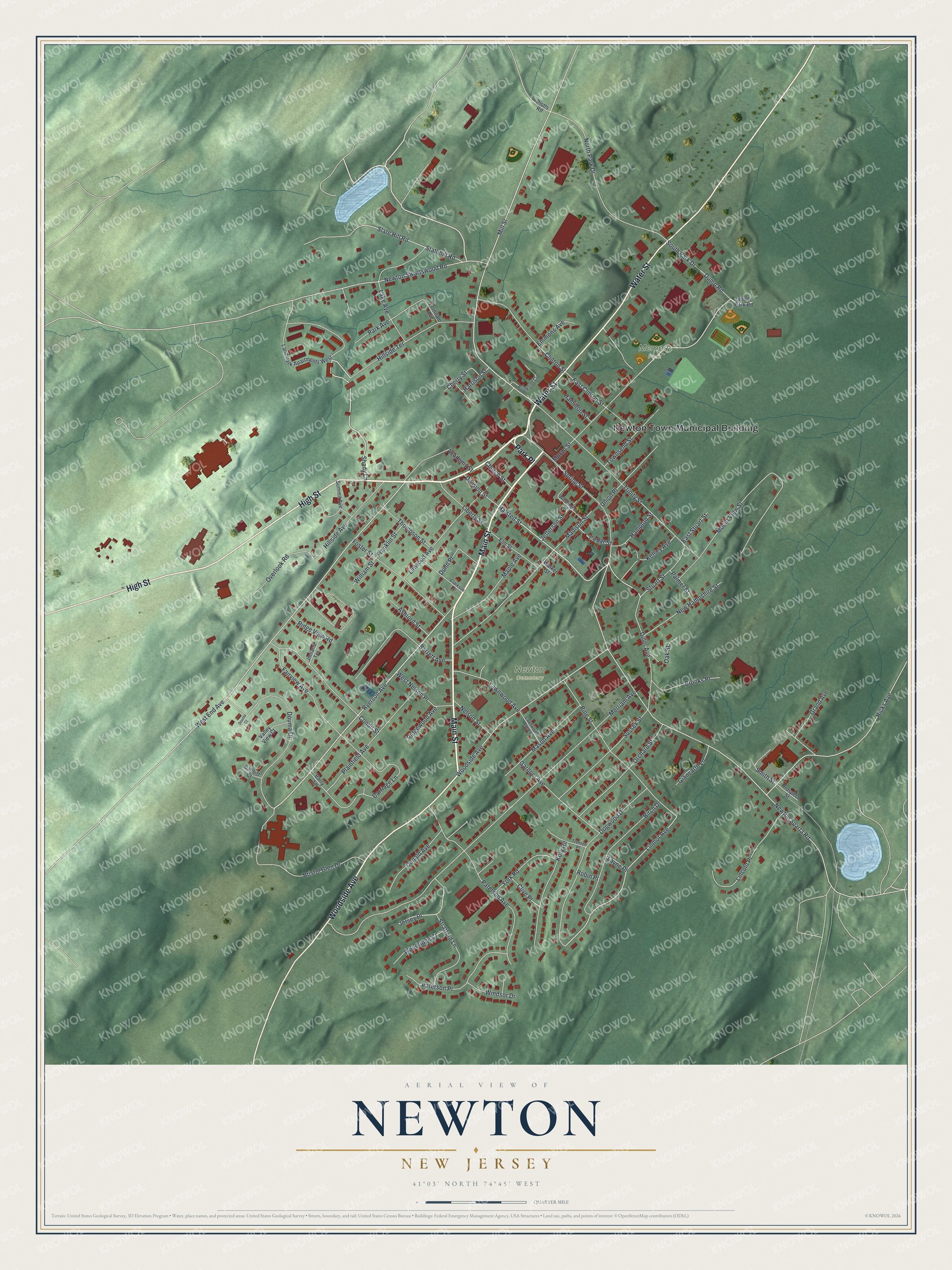 Watermarked full-map preview of Newton, New Jersey