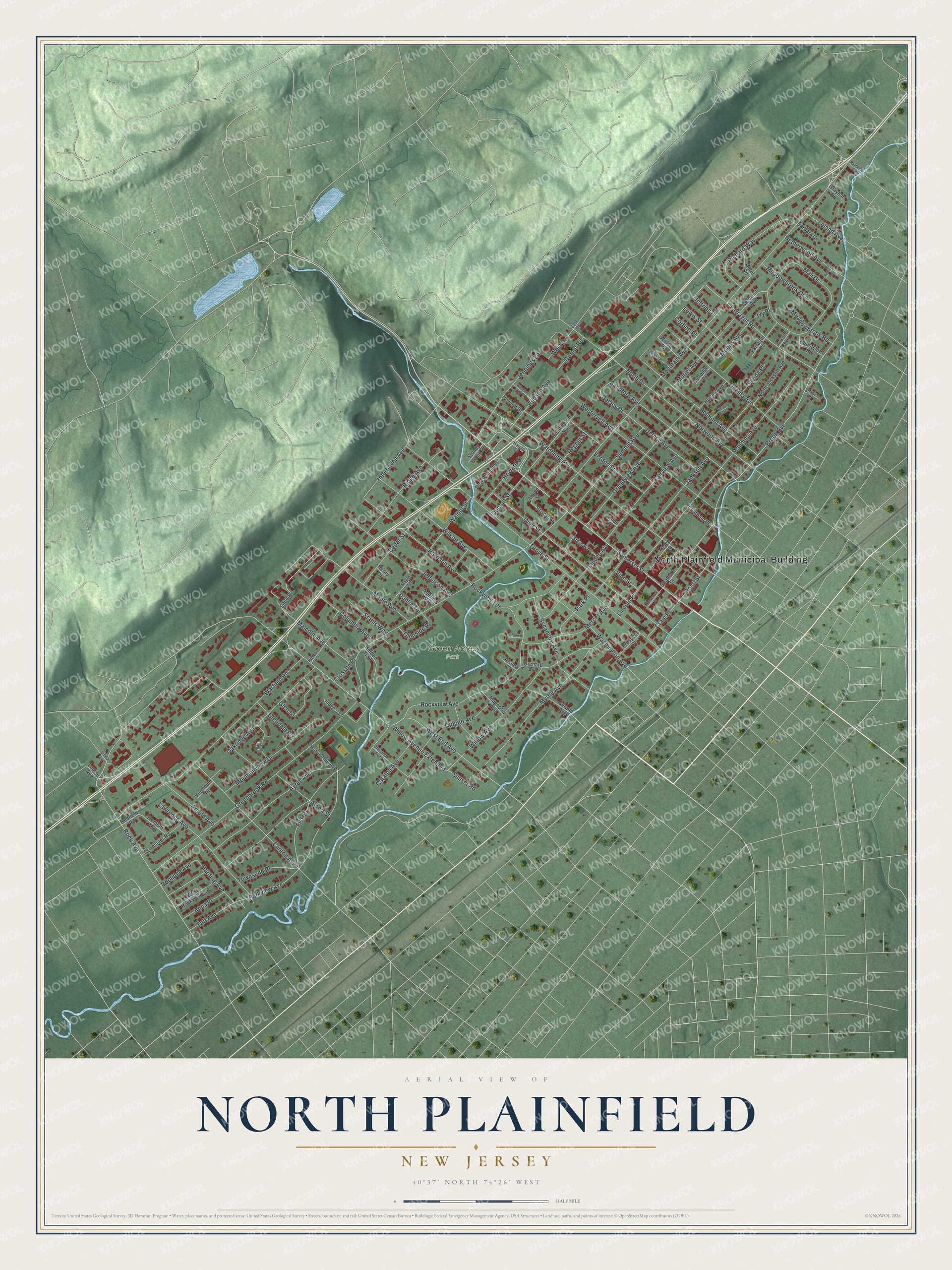 Watermarked full-map preview of North Plainfield, New Jersey