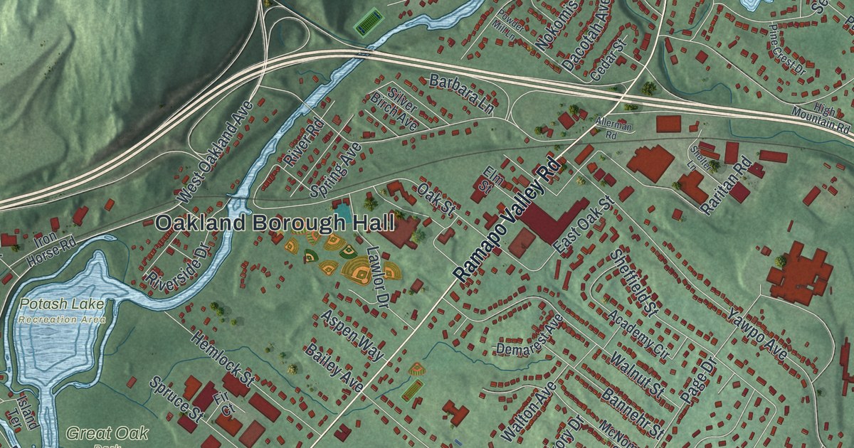 Map of Oakland, New Jersey