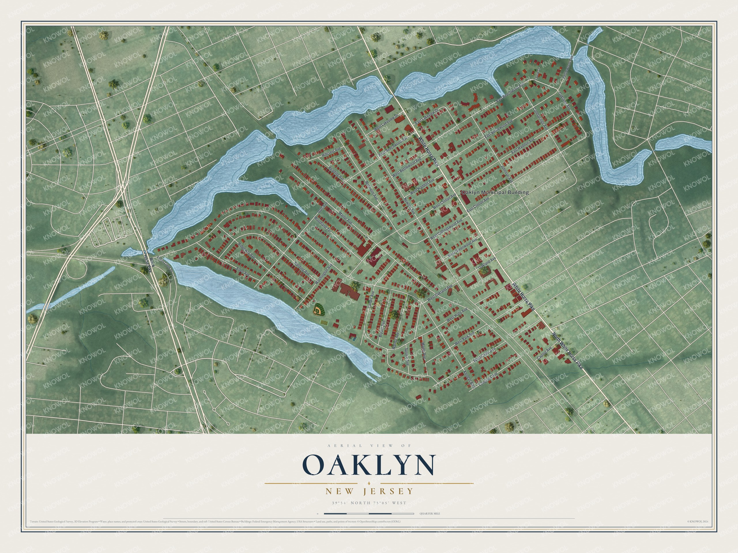 Watermarked full-map preview of Oaklyn, New Jersey