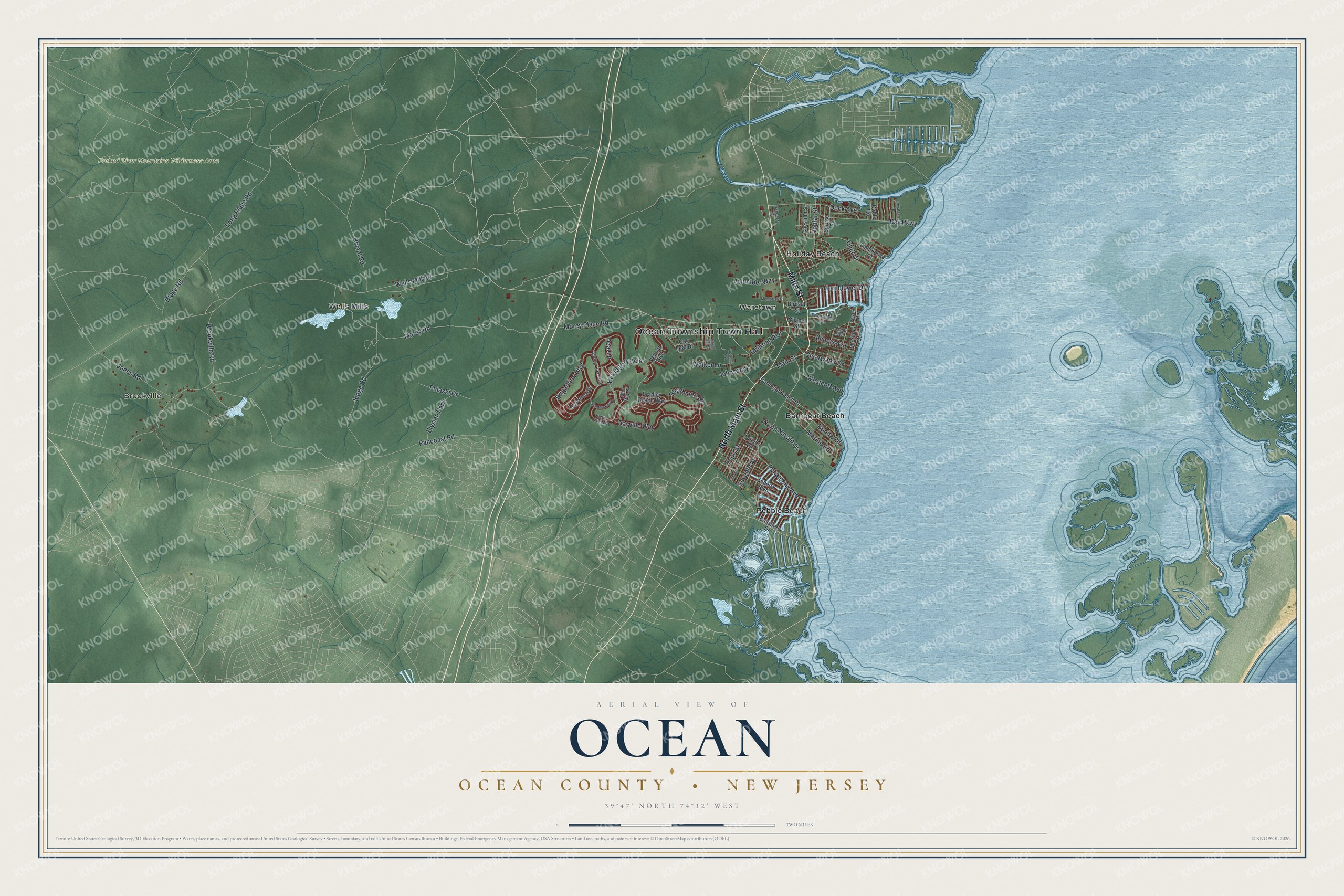Watermarked full-map preview of Ocean, New Jersey
