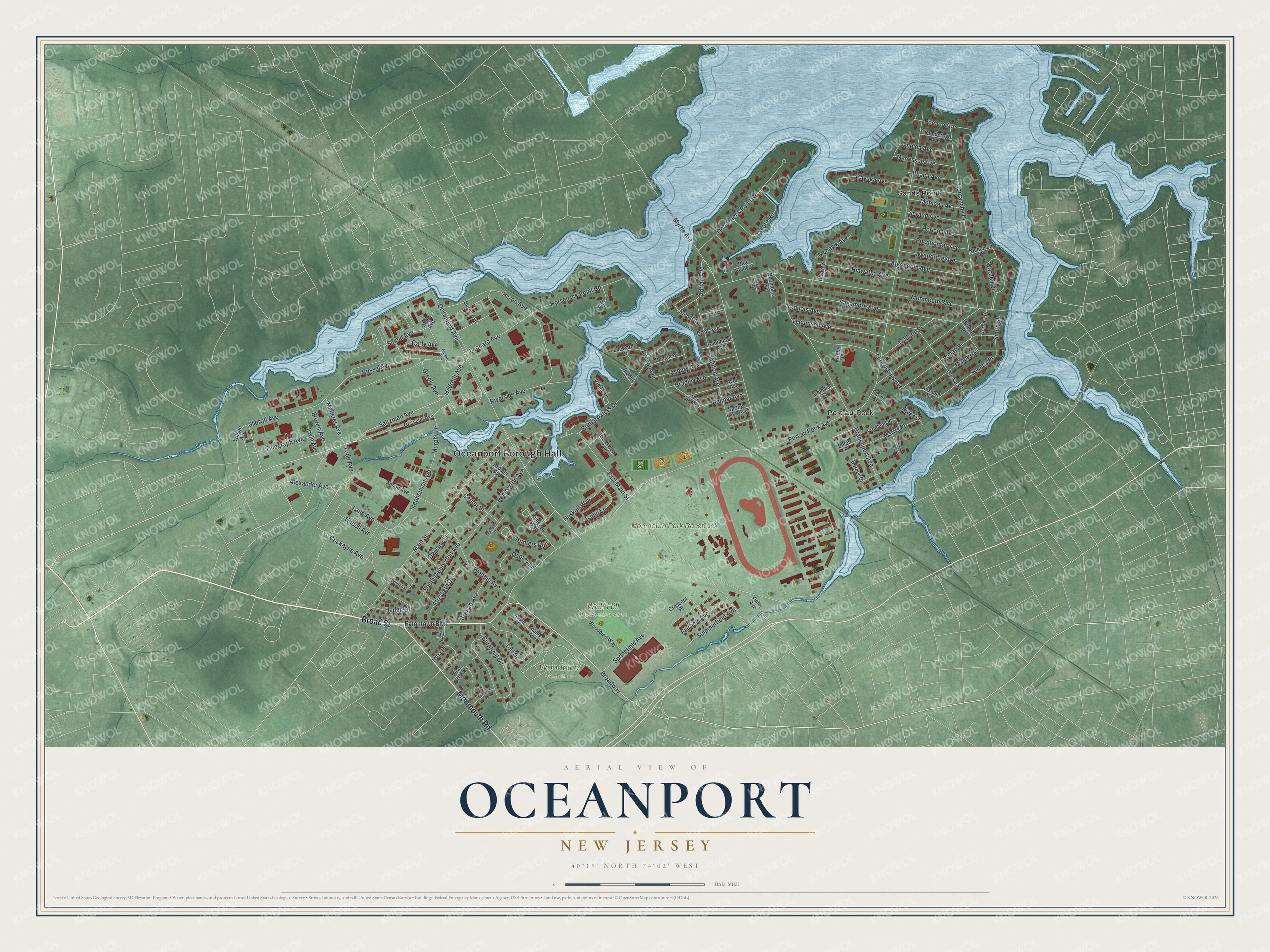 Watermarked full-map preview of Oceanport, New Jersey
