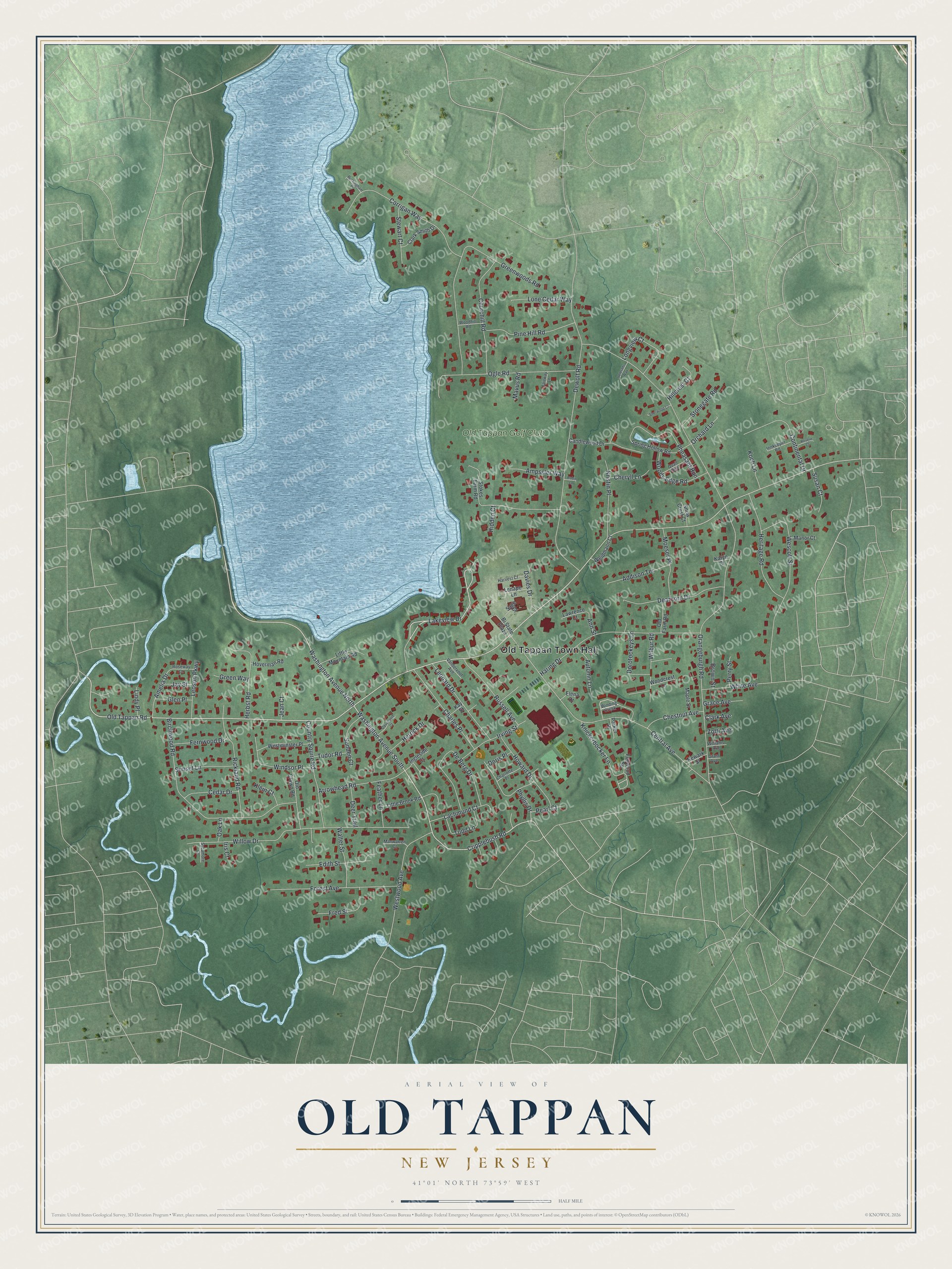 Watermarked full-map preview of Old Tappan, New Jersey