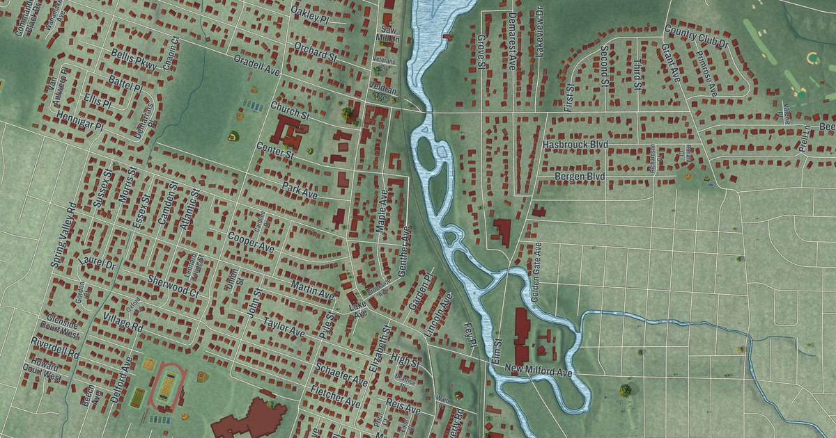 Map of Oradell, New Jersey