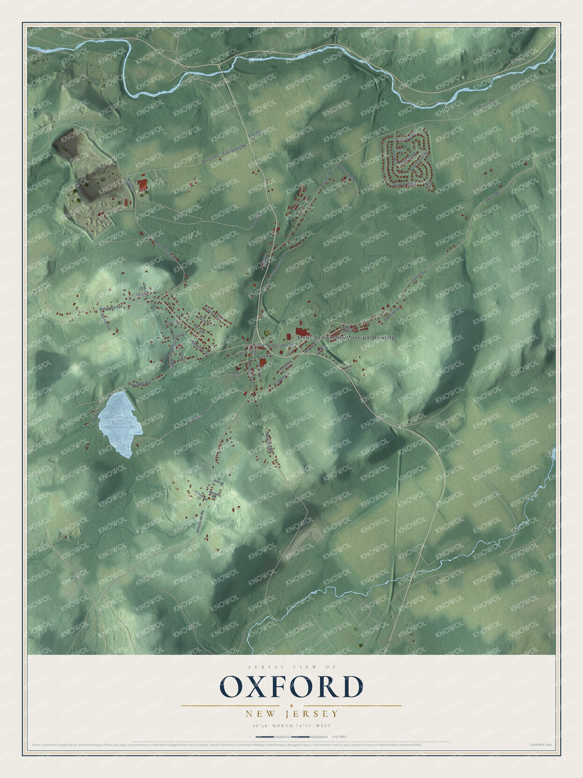 Watermarked full-map preview of Oxford, New Jersey