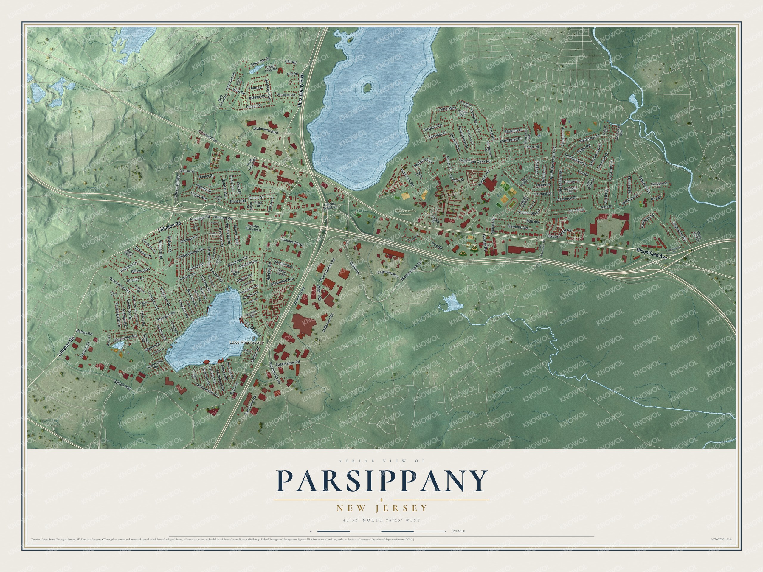 Watermarked full-map preview of Parsippany, New Jersey