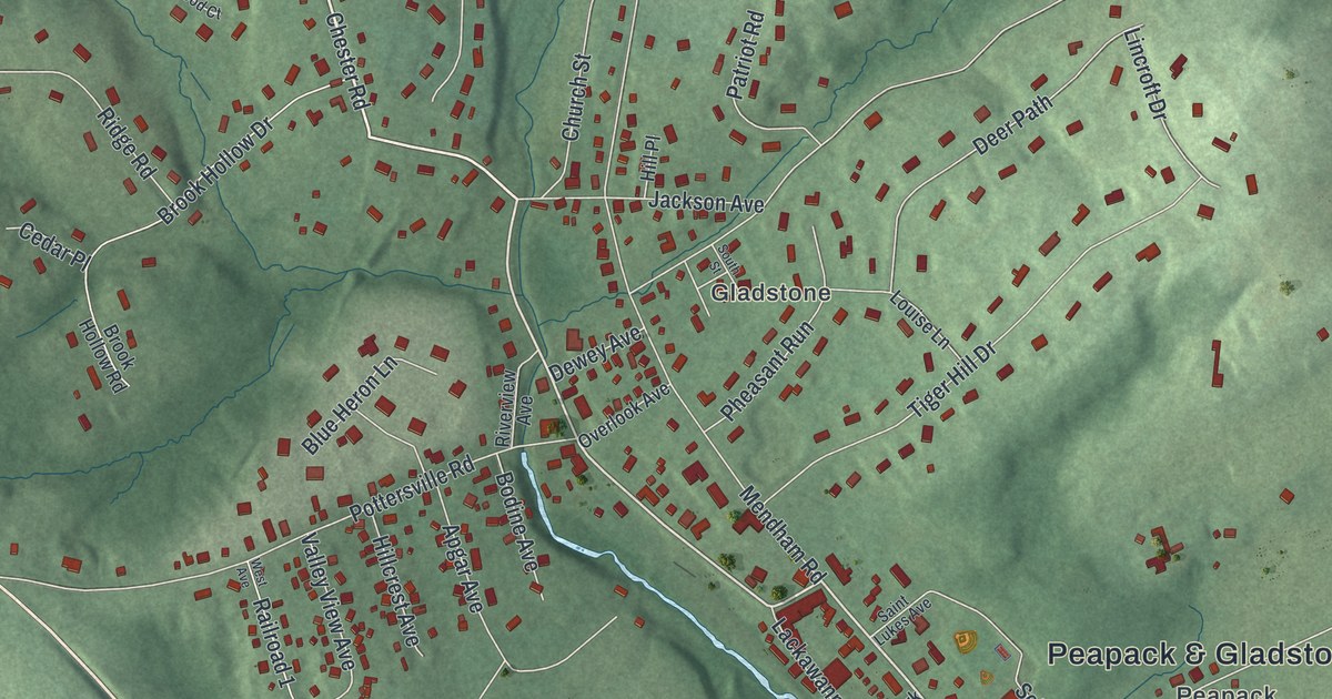 Map of Peapack and Gladstone, New Jersey