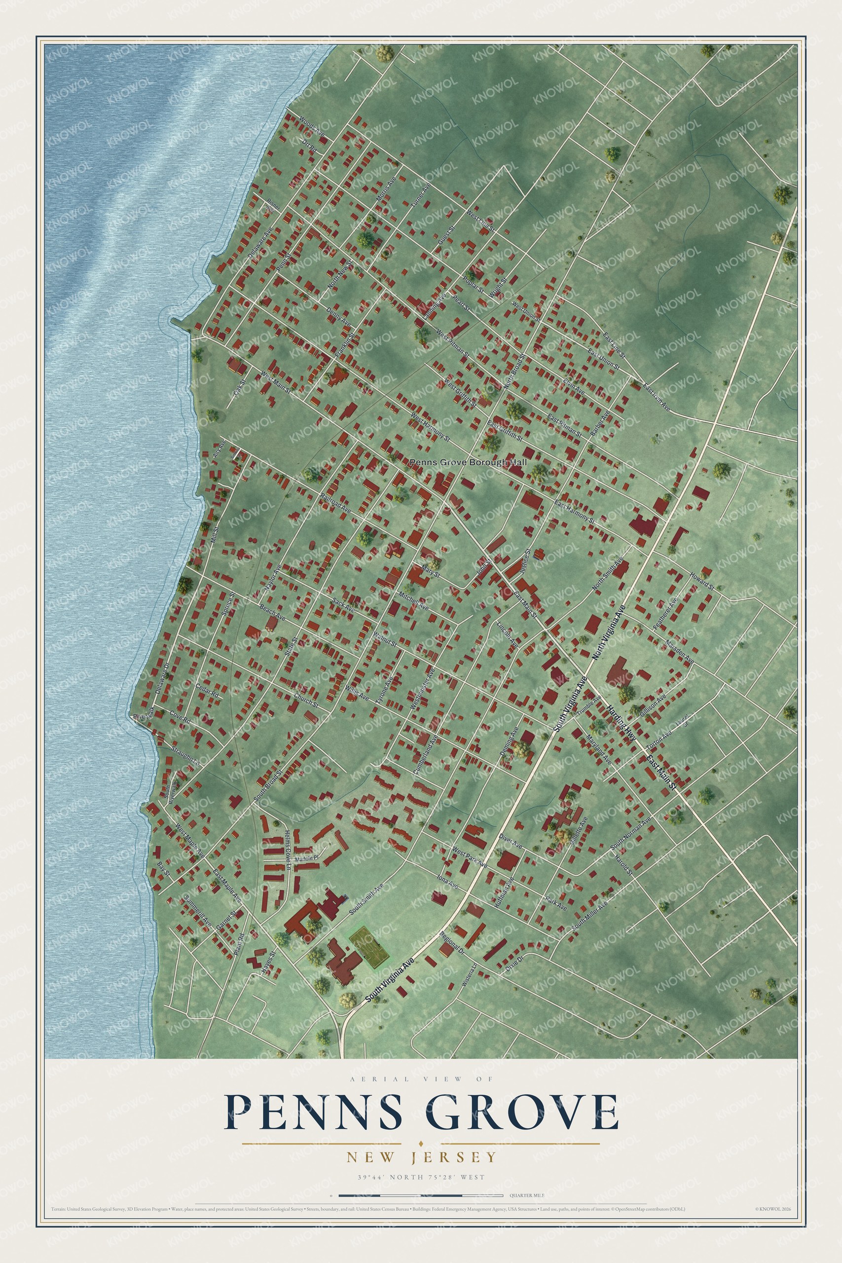 Watermarked full-map preview of Penns Grove, New Jersey