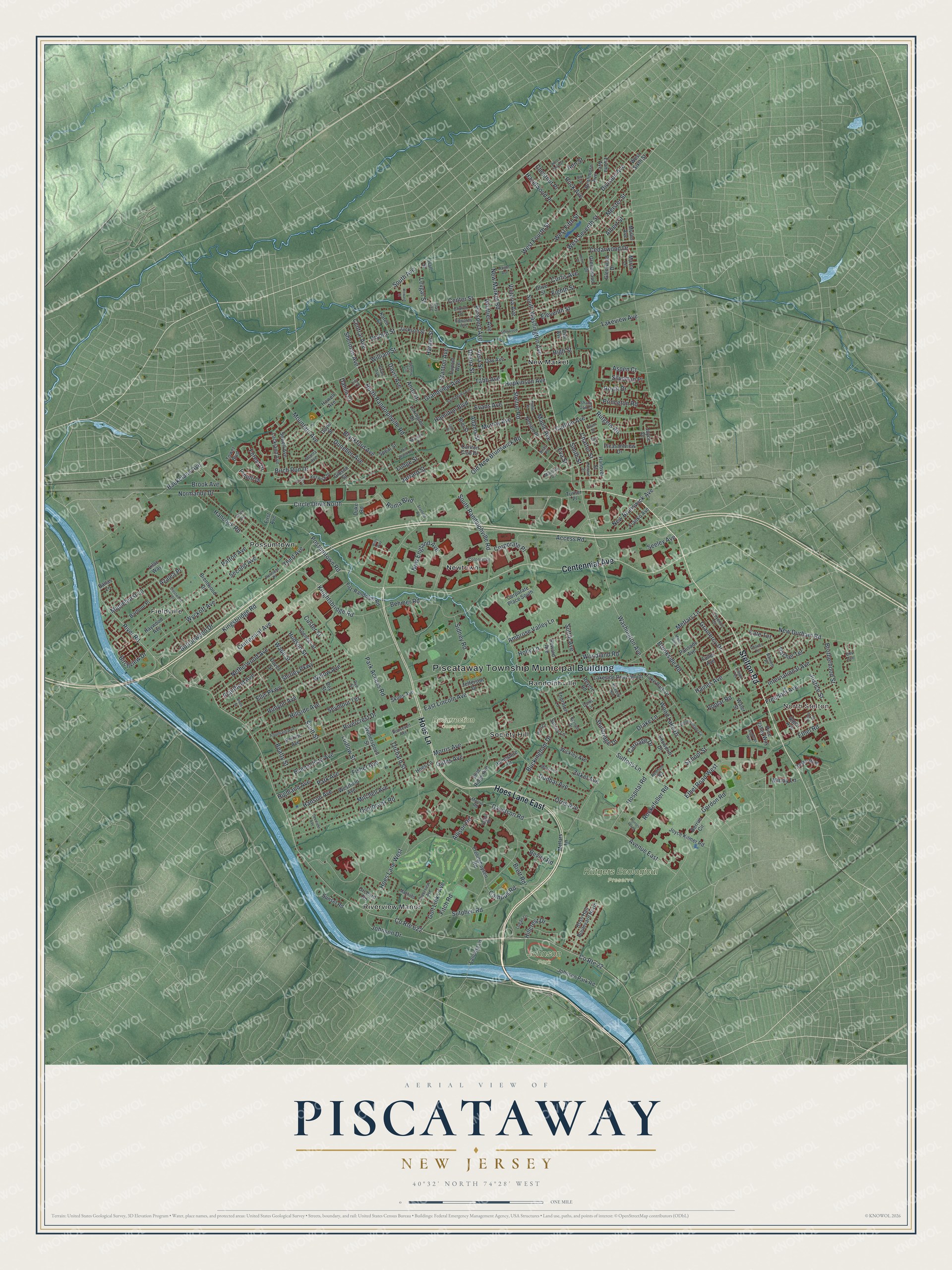 Watermarked full-map preview of Piscataway, New Jersey