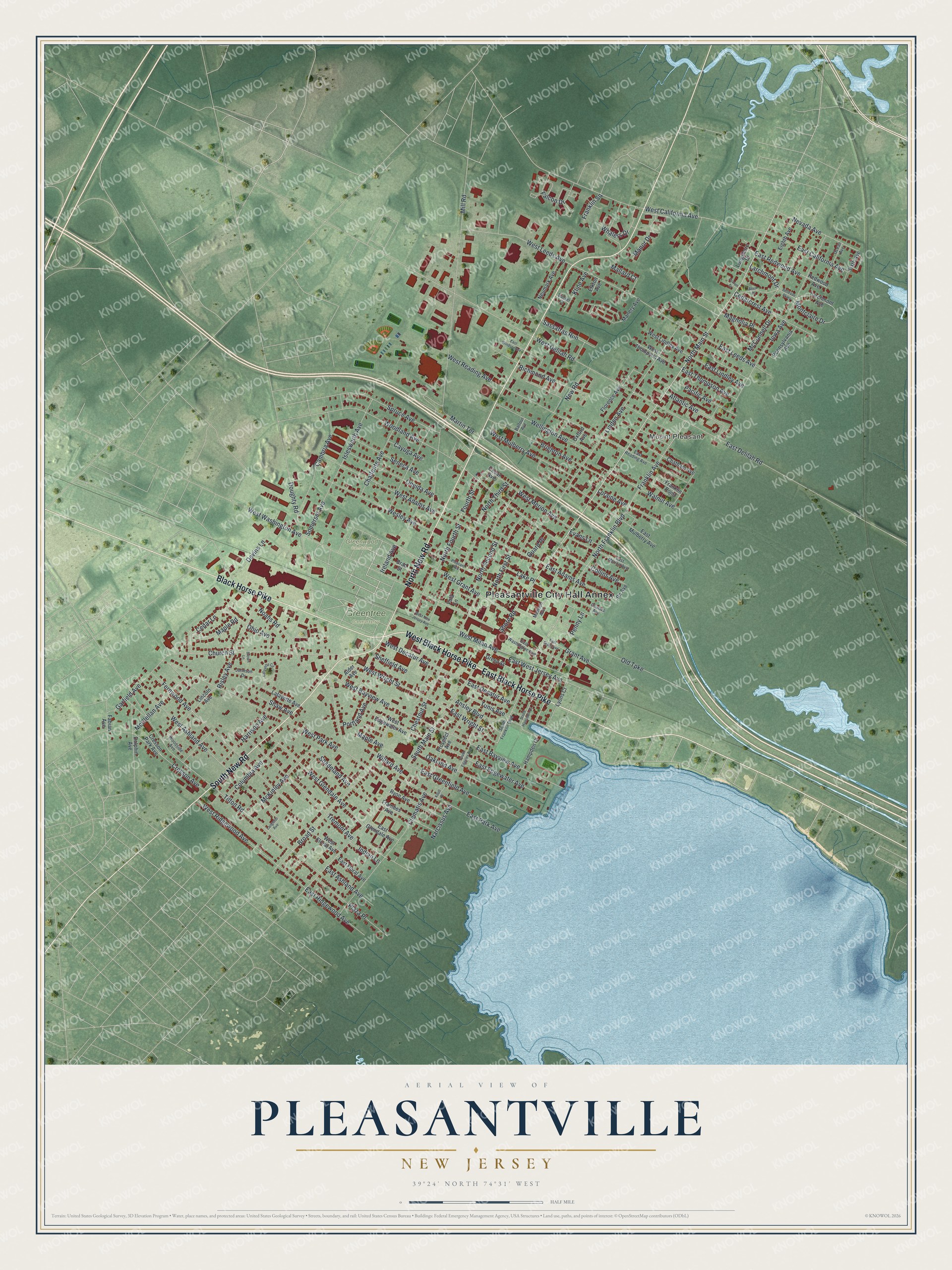 Watermarked full-map preview of Pleasantville, New Jersey