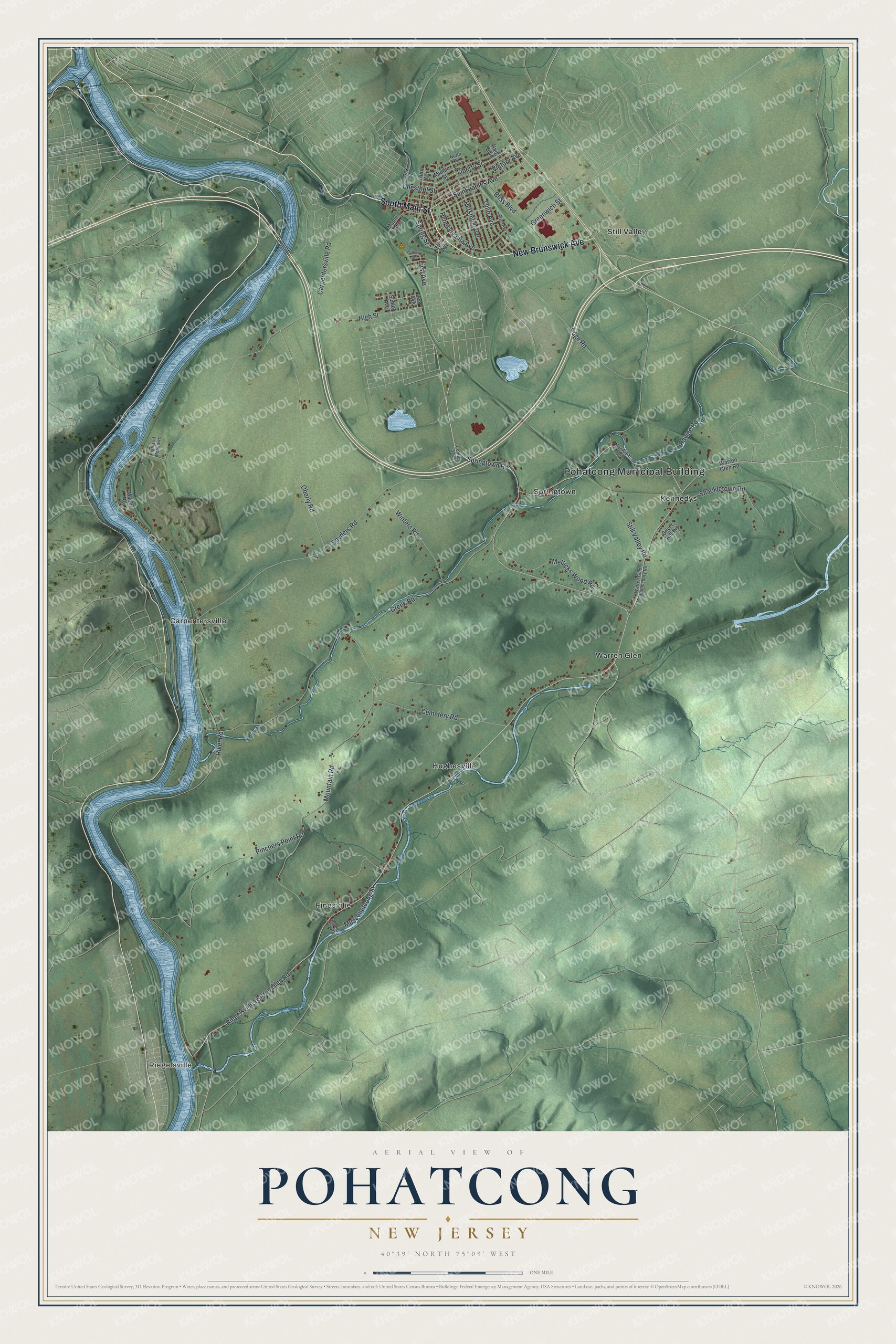Detailed map of Pohatcong, New Jersey, showing streets, buildings, and neighborhoods