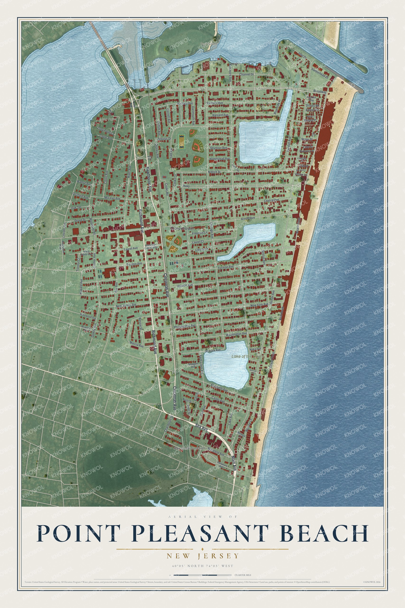 Watermarked full-map preview of Point Pleasant Beach, New Jersey