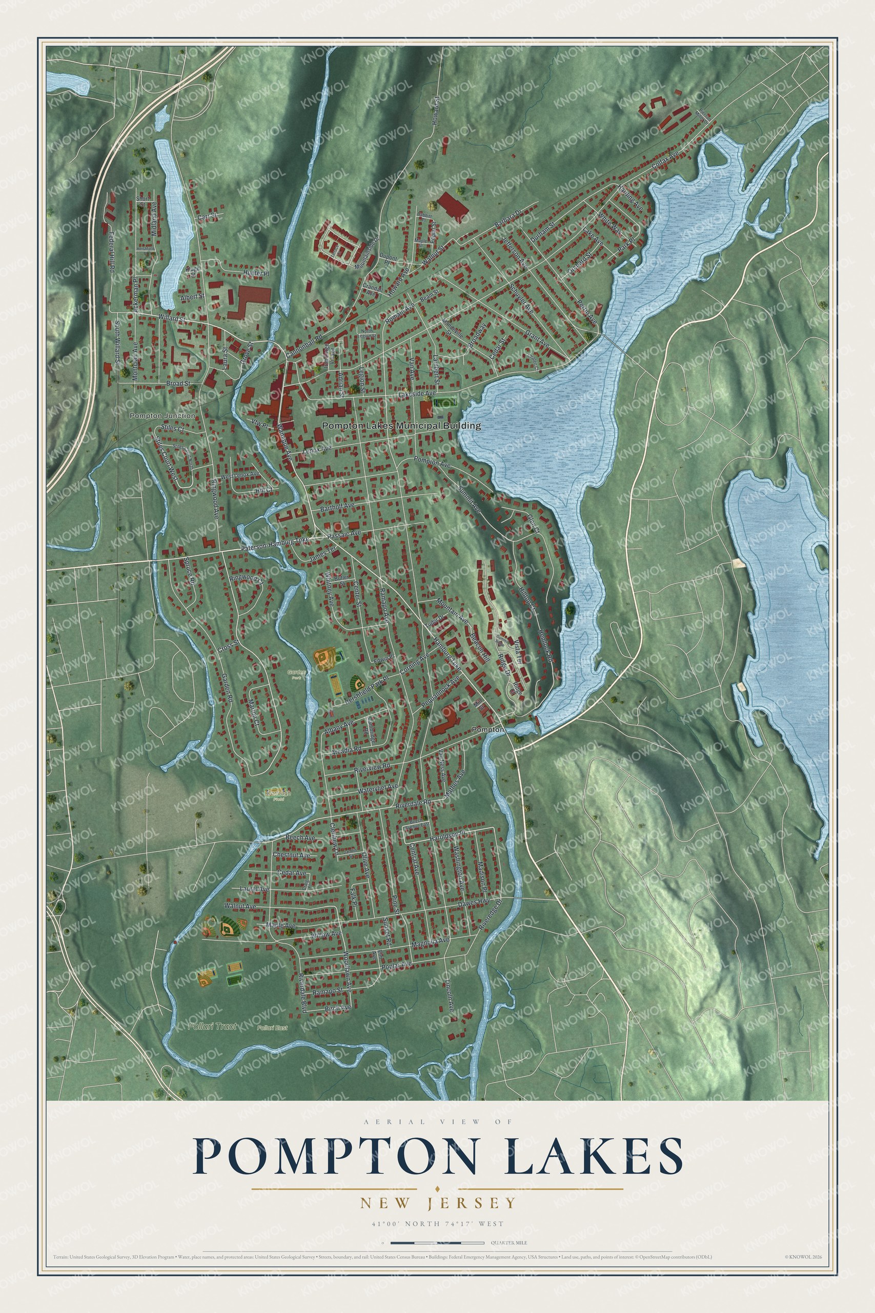 Watermarked full-map preview of Pompton Lakes, New Jersey
