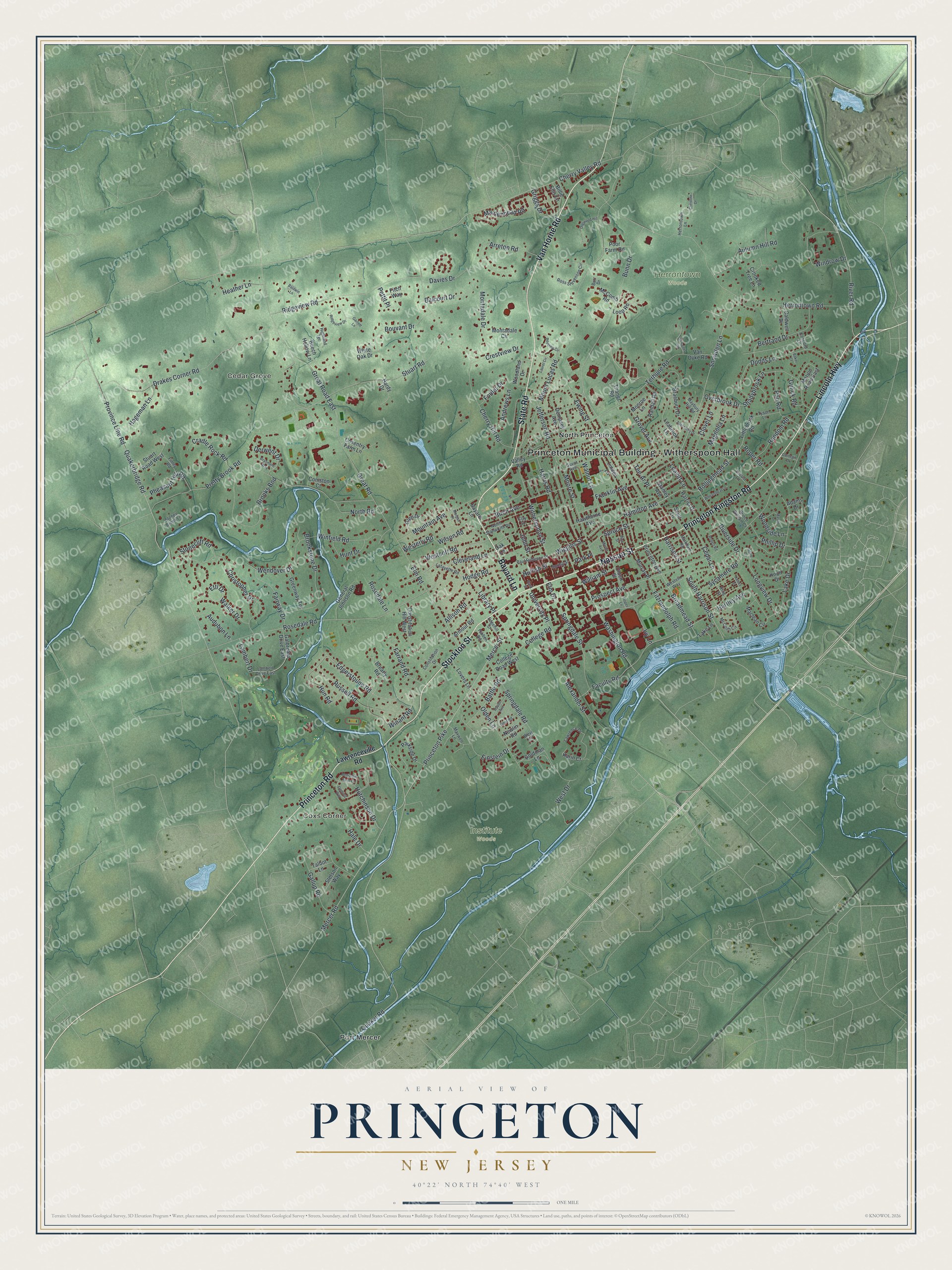 Watermarked full-map preview of Princeton, New Jersey