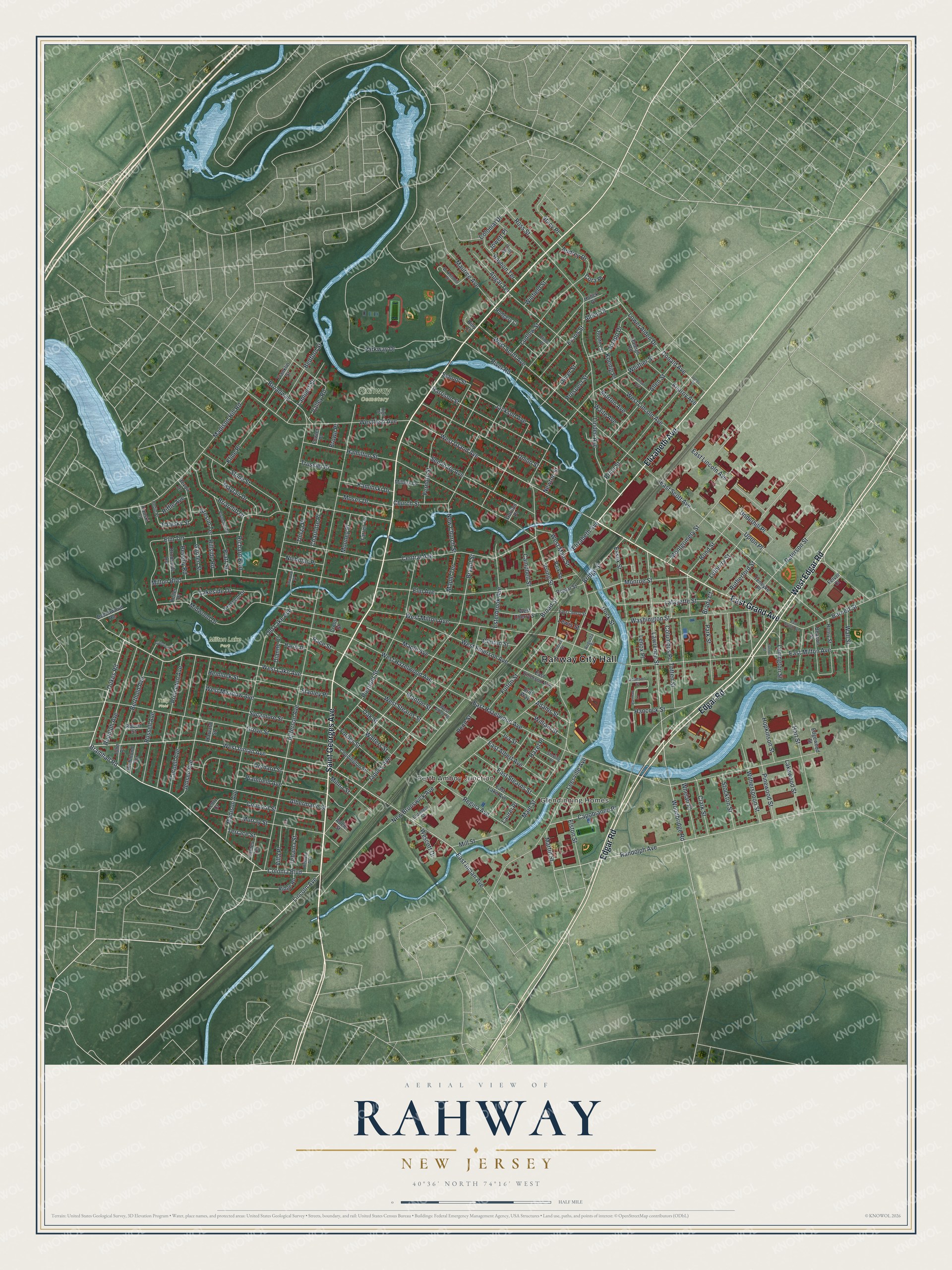 Watermarked full-map preview of Rahway, New Jersey