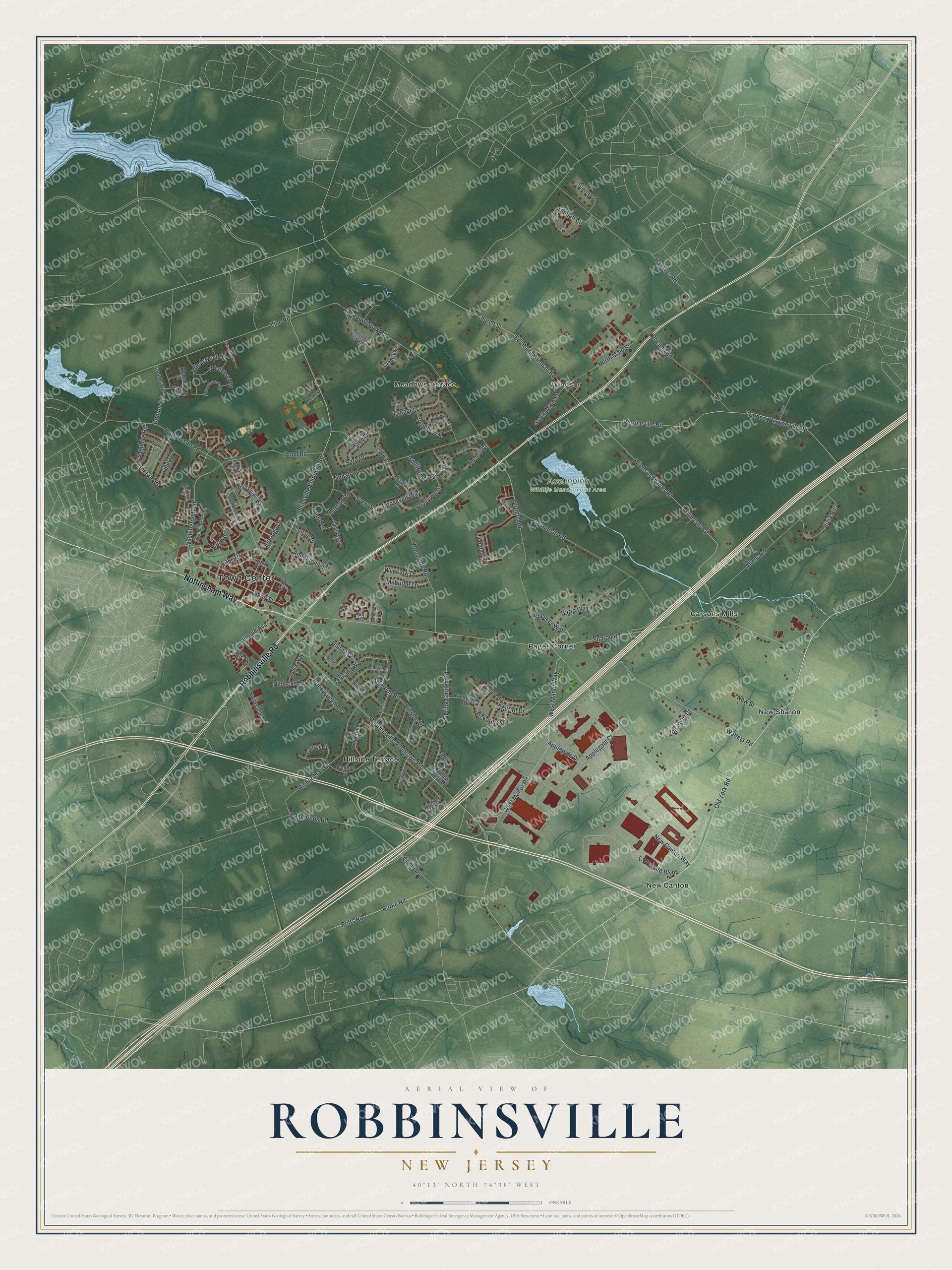 Watermarked full-map preview of Robbinsville, New Jersey