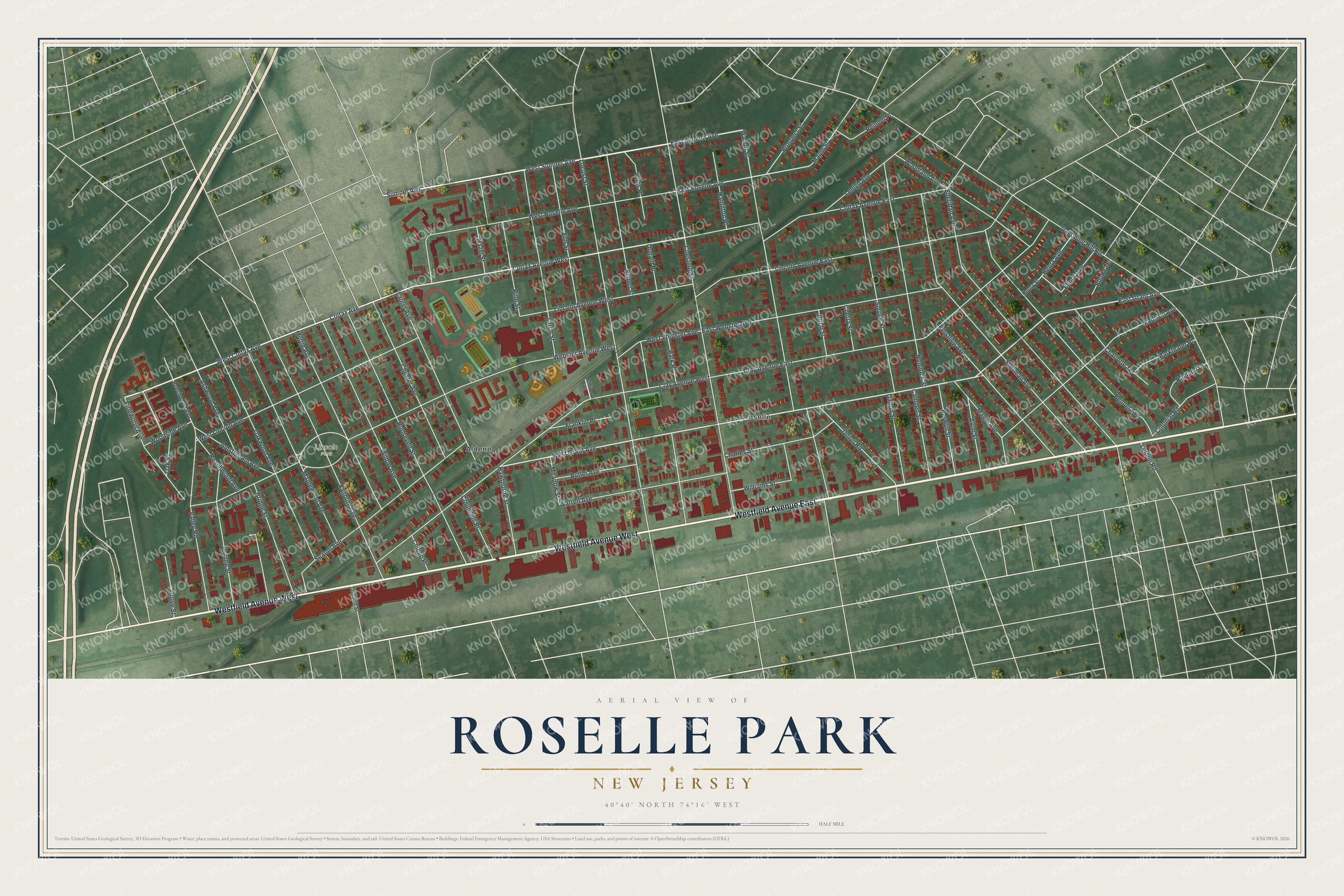 Watermarked full-map preview of Roselle Park, New Jersey