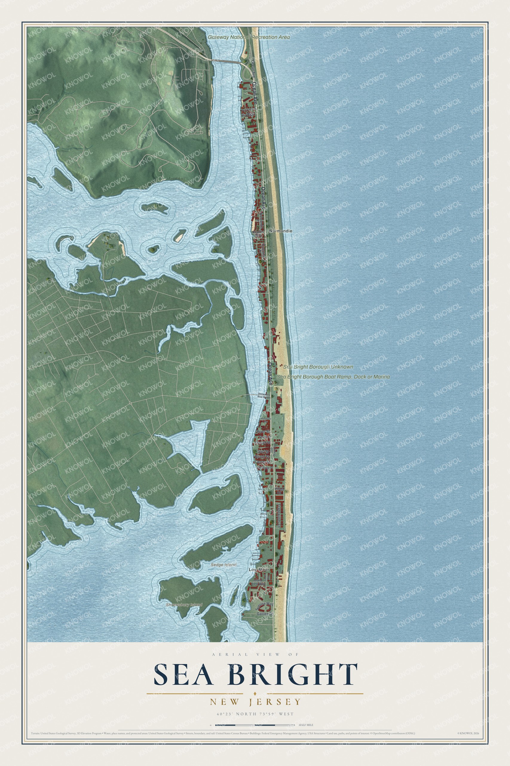 Watermarked full-map preview of Sea Bright, New Jersey
