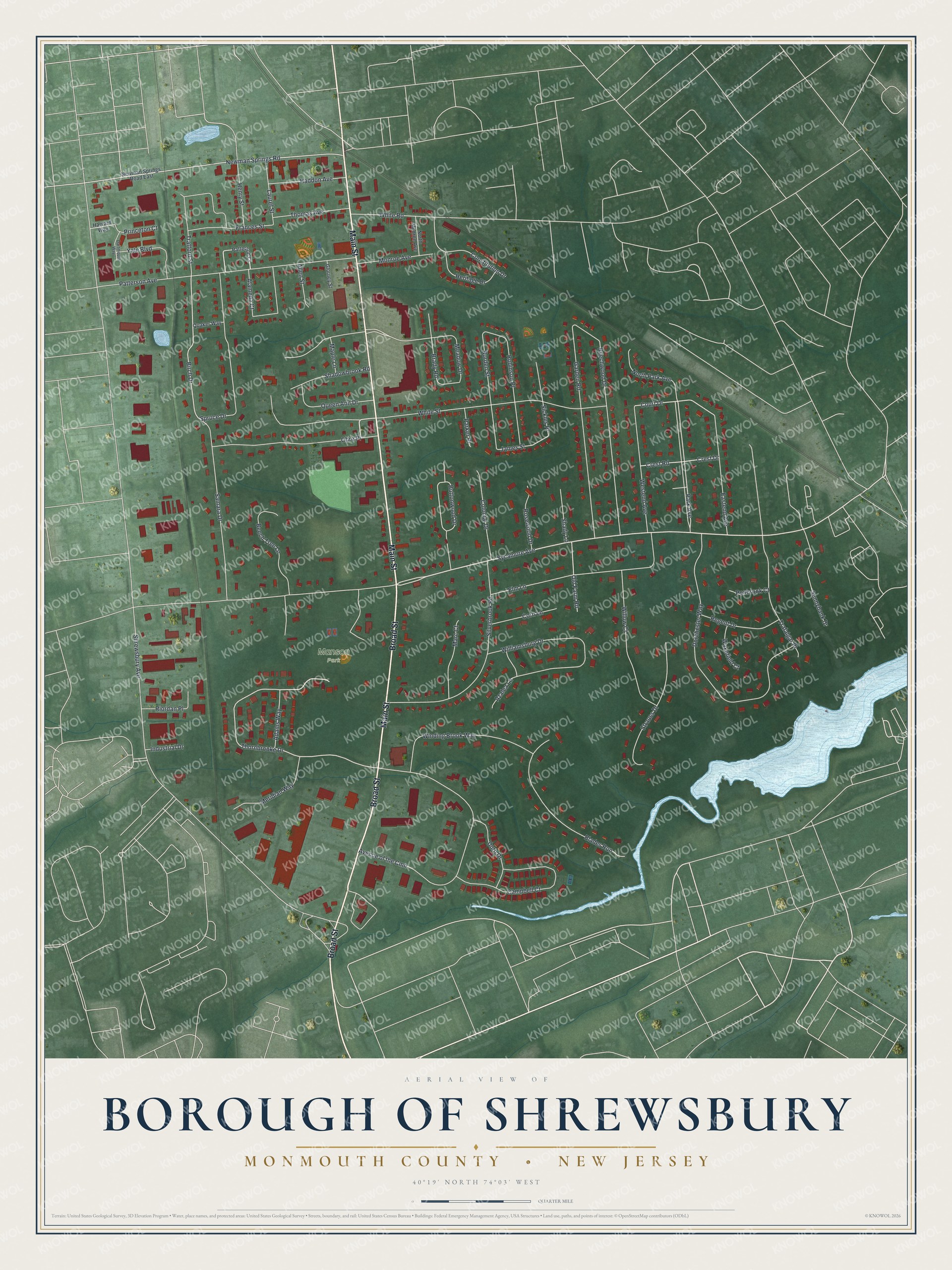 Watermarked full-map preview of Borough of Shrewsbury, New Jersey