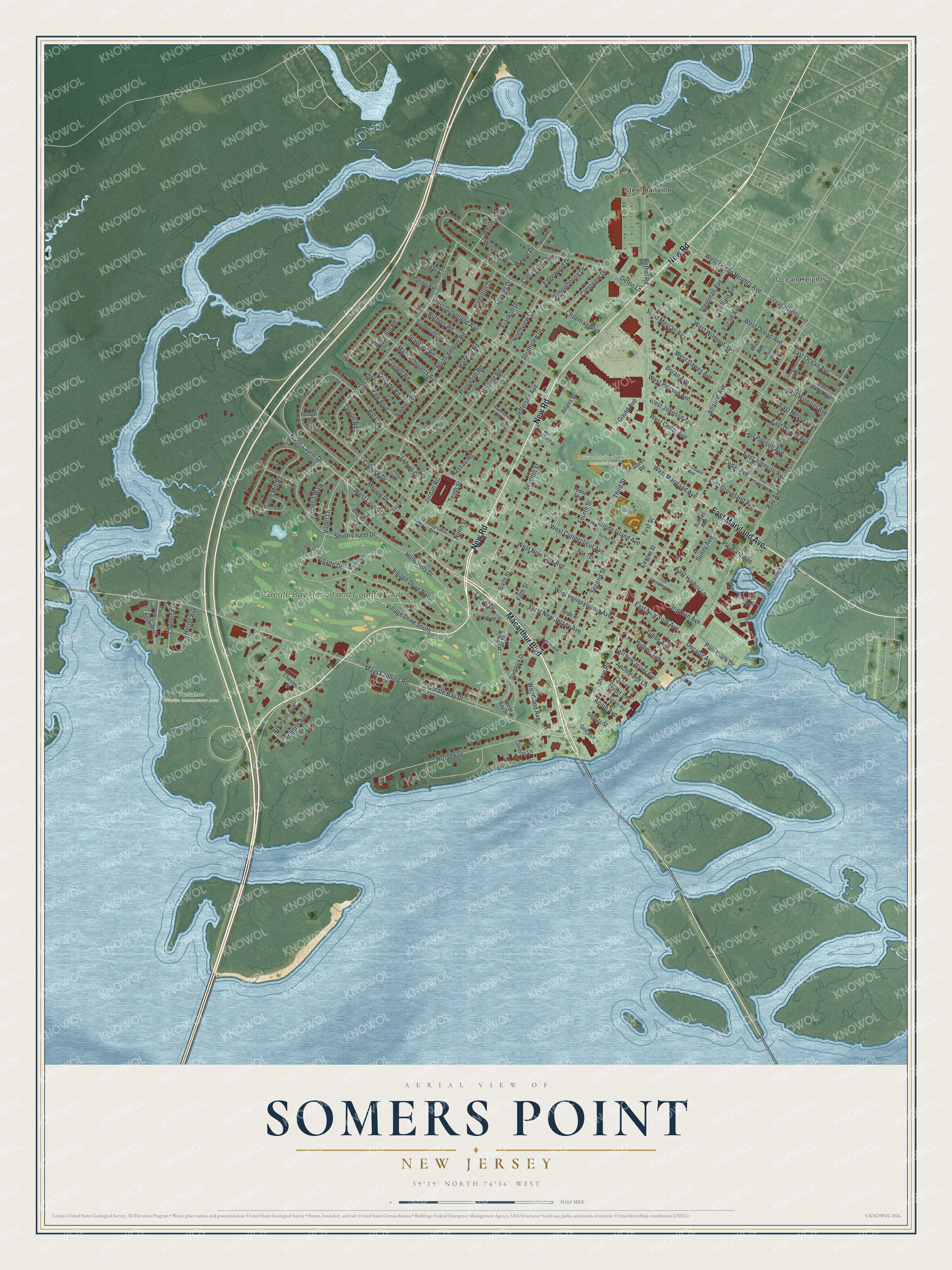 Watermarked full-map preview of Somers Point, New Jersey