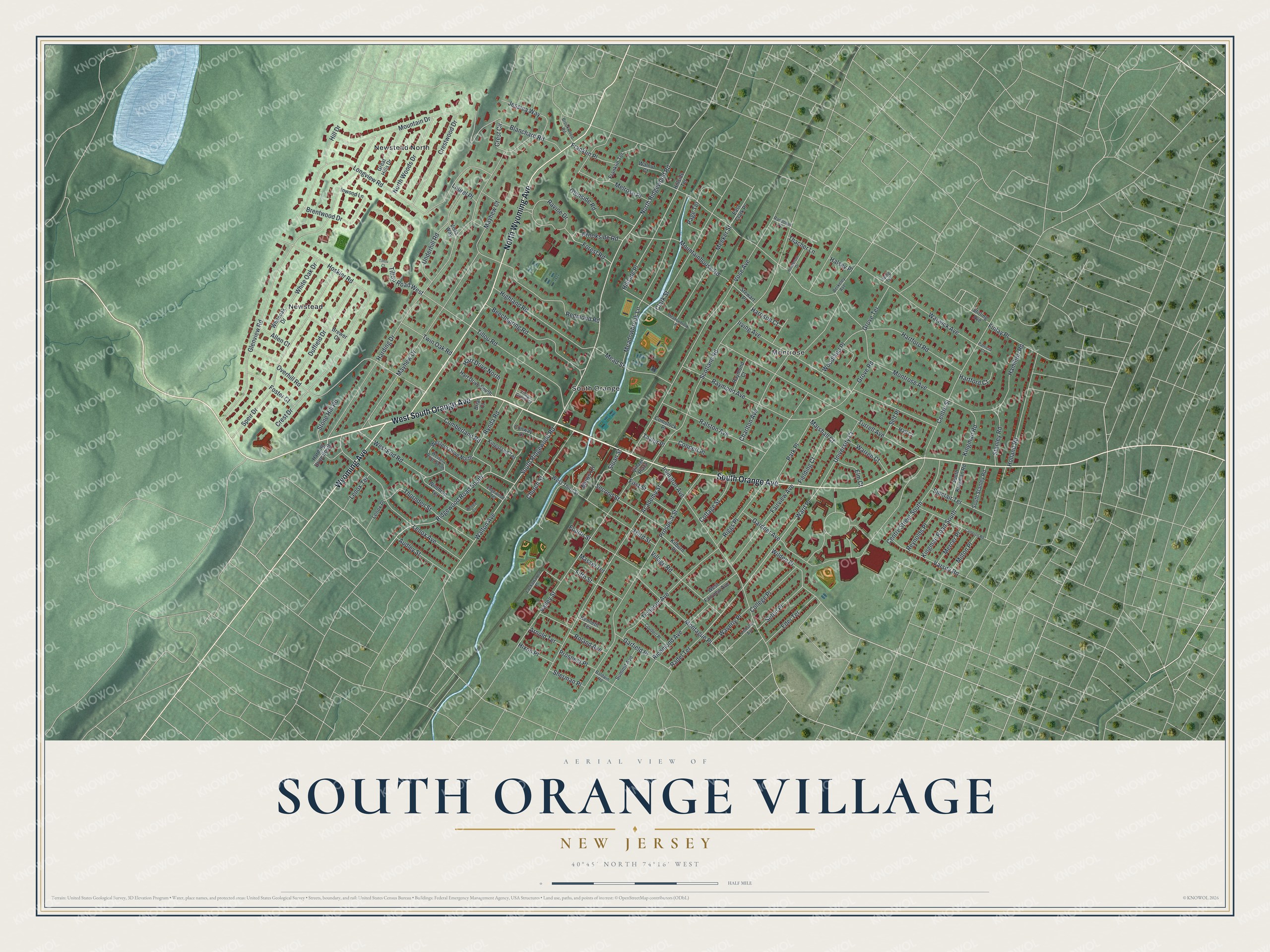 Watermarked full-map preview of South Orange Village, New Jersey